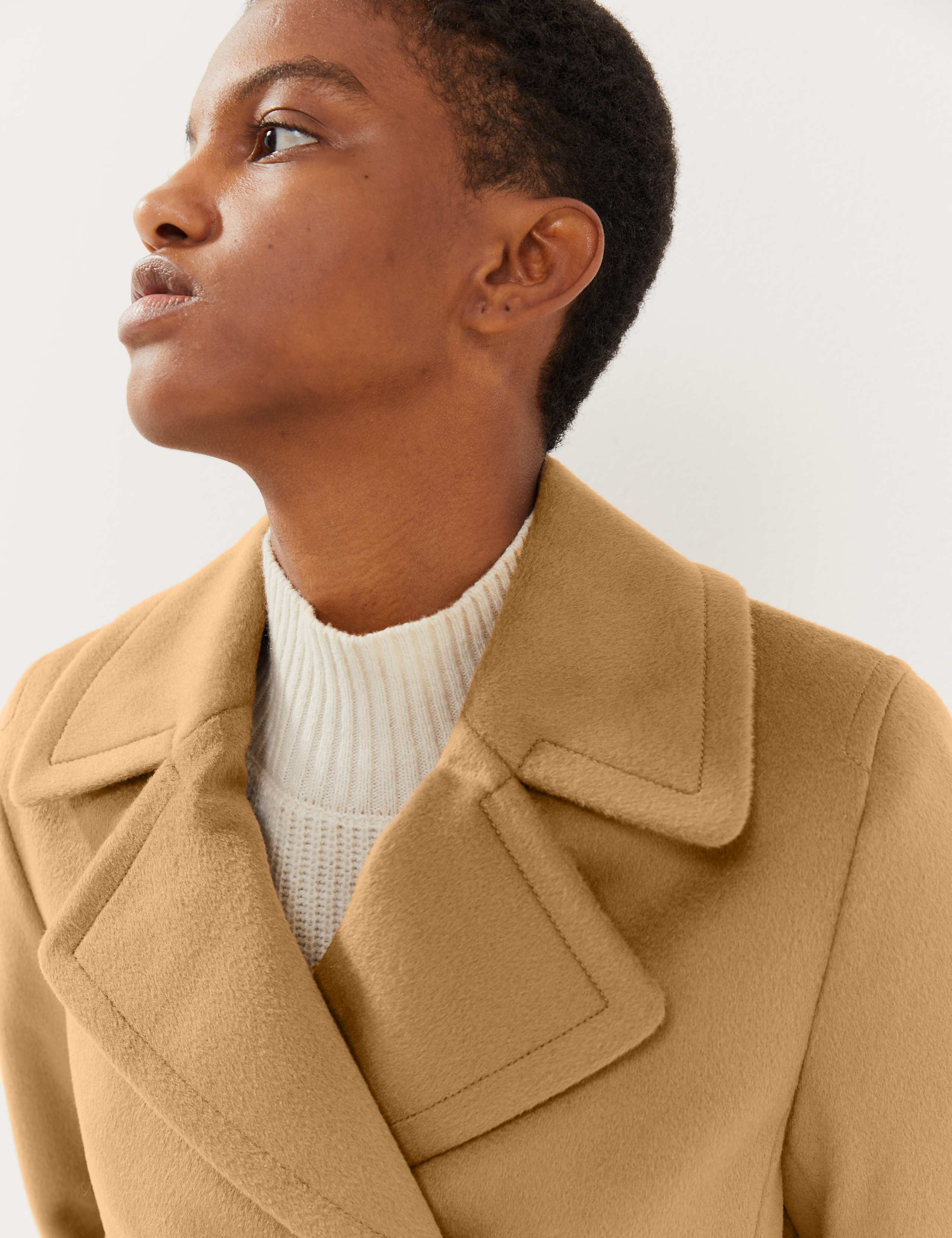 Pure Wool Colour Block Pea Coat 4 of 6