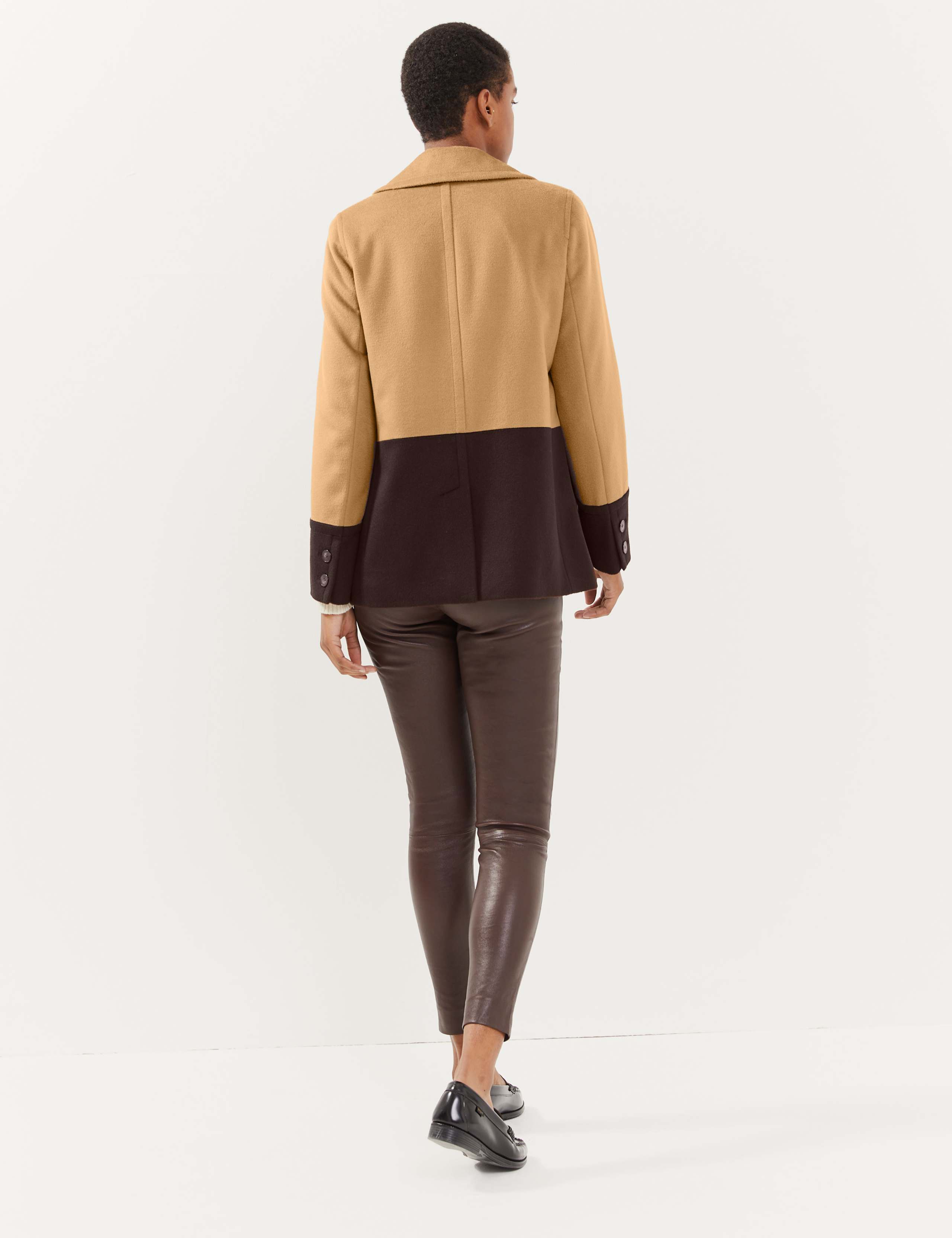 Pure Wool Colour Block Pea Coat 5 of 6