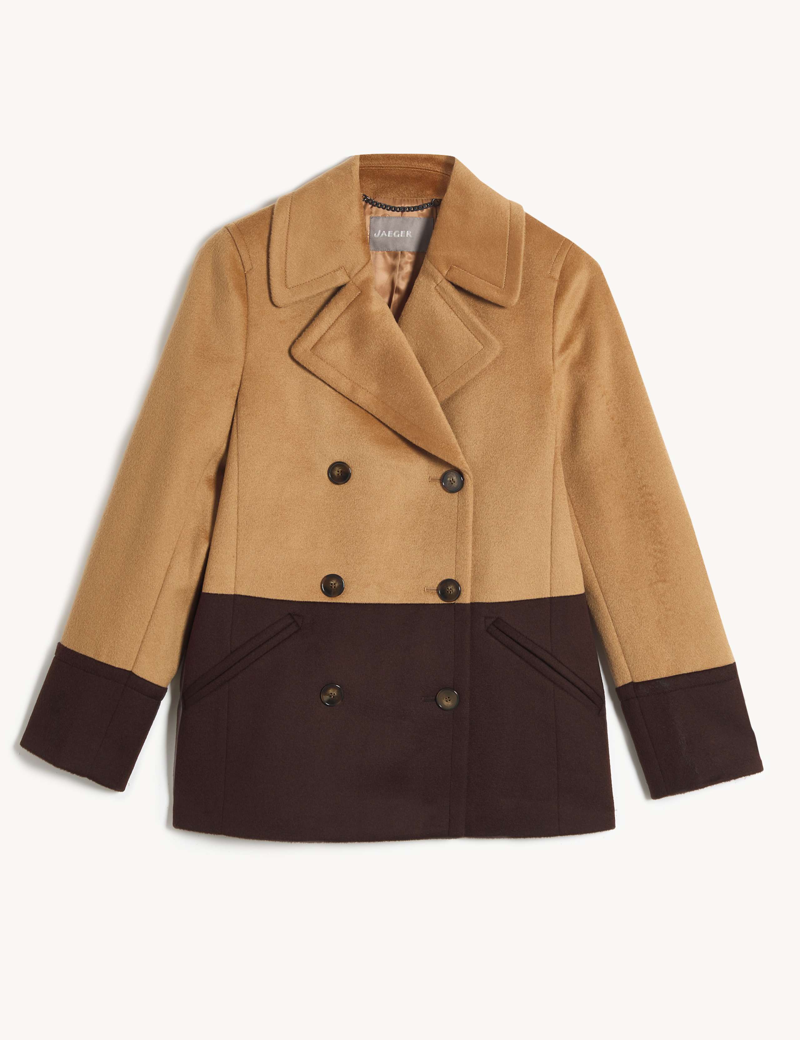 Pure Wool Colour Block Pea Coat 2 of 6