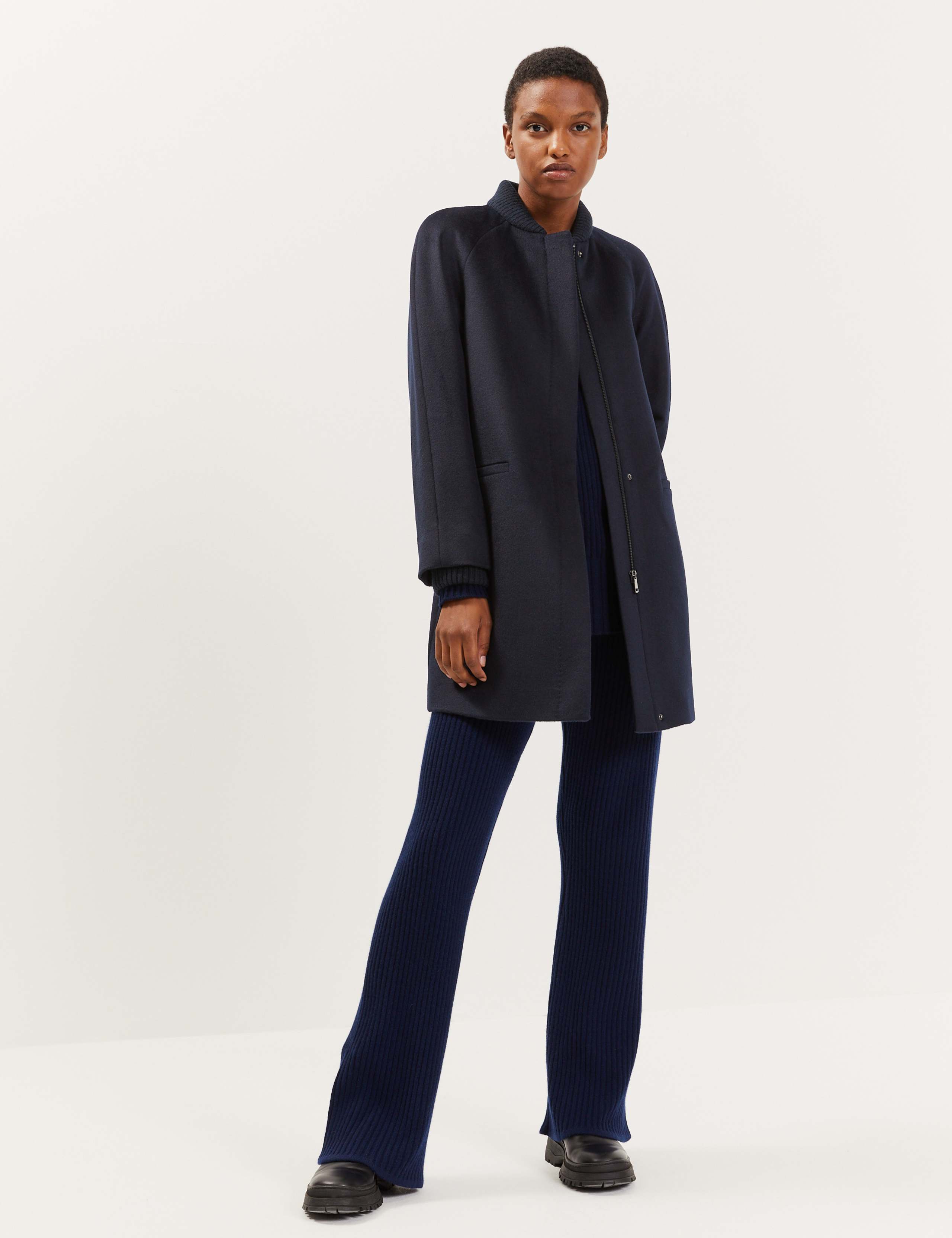 Pure Wool Ribbed Neck Coat 3 of 6