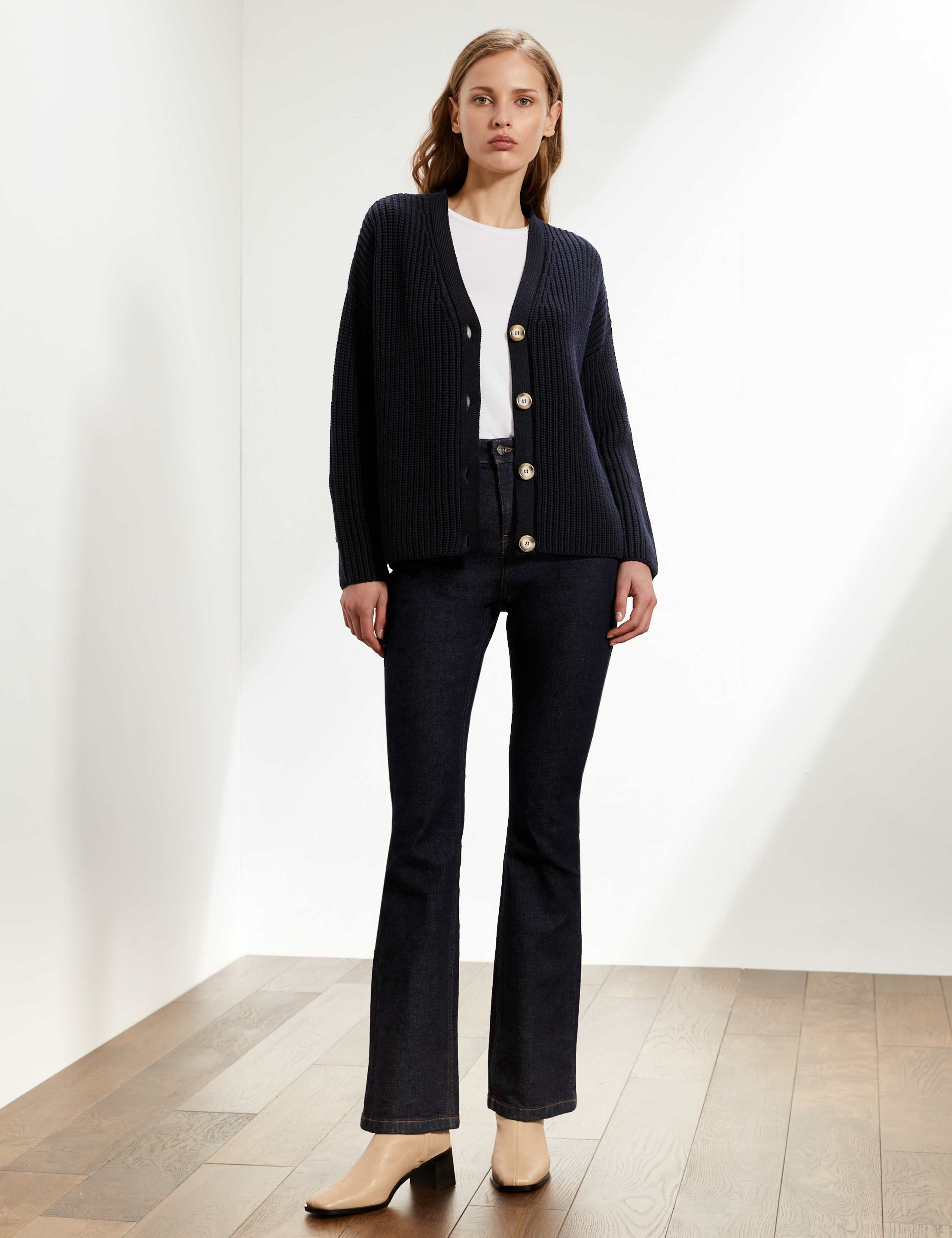 Pure Merino Wool Ribbed V-Neck Cardigan 2 of 5