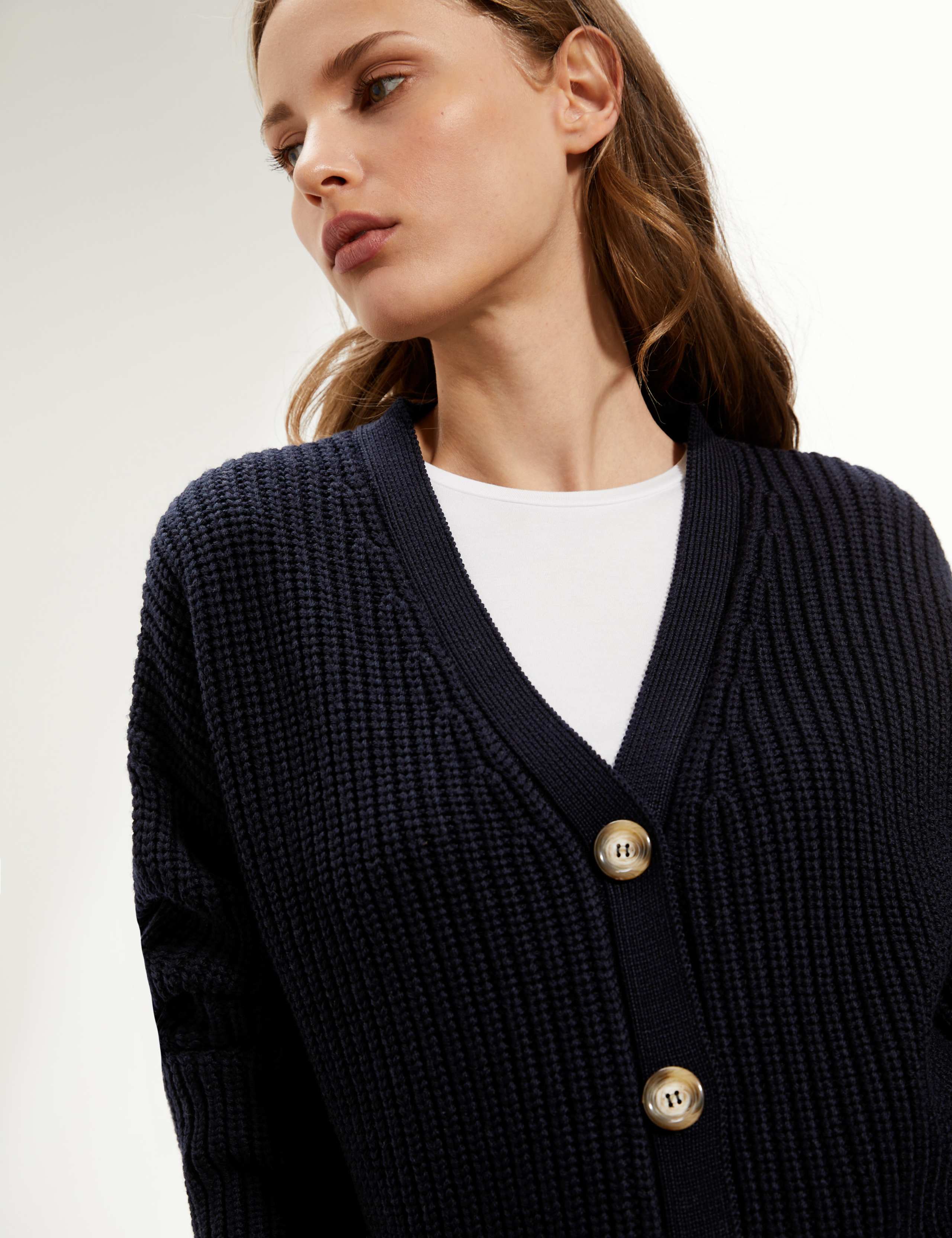 Pure Merino Wool Ribbed V-Neck Cardigan 3 of 5