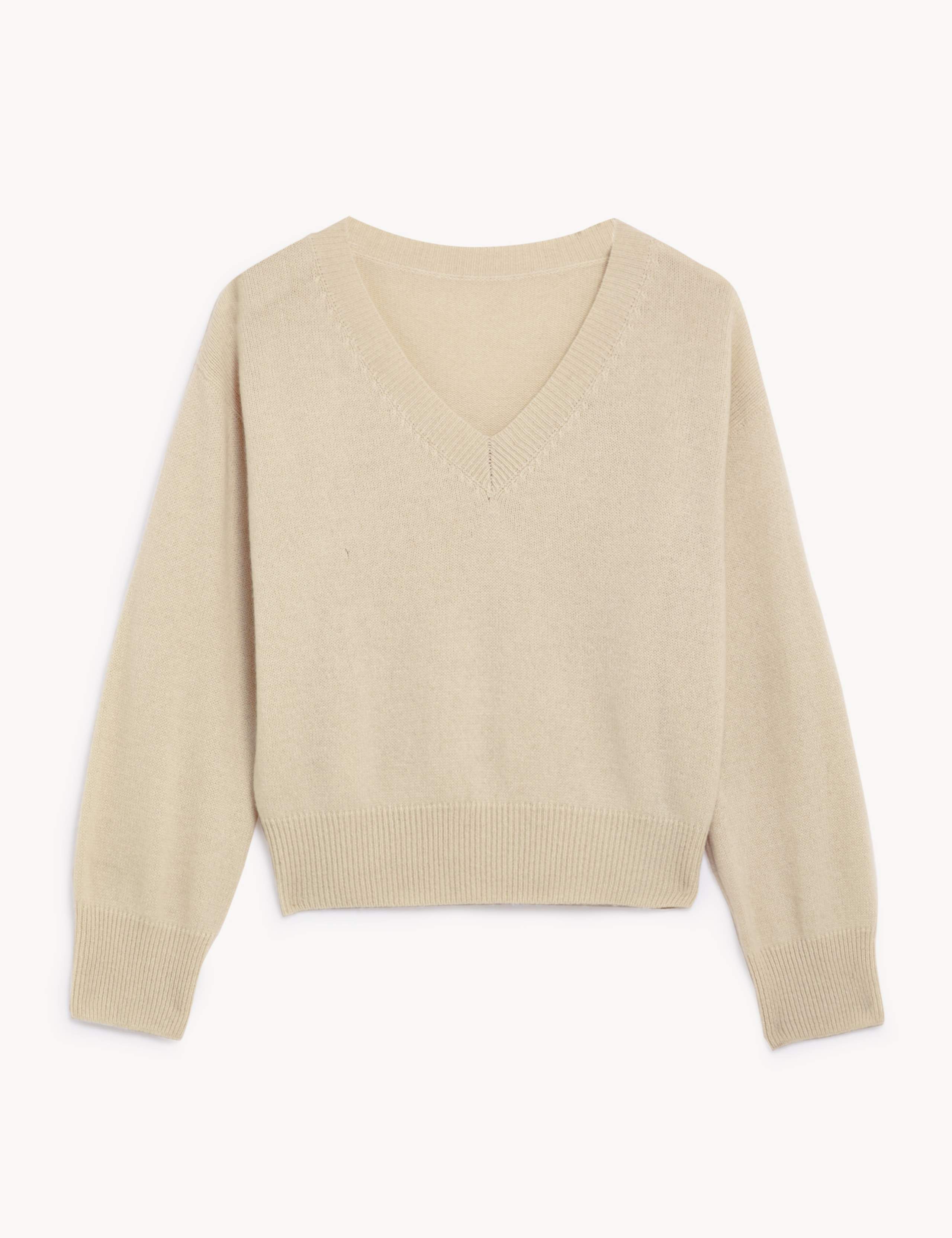 Cashmere Ribbed V-Neck Jumper With Wool 2 of 6