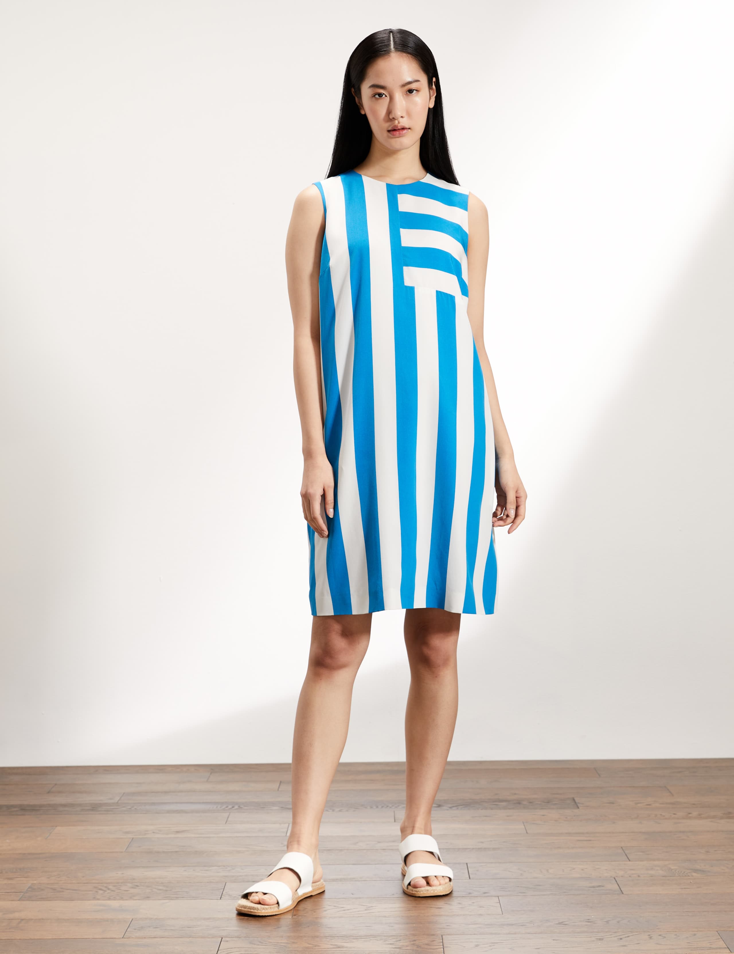 Pure Silk Striped Knee Length Shift Dress 2 of 5