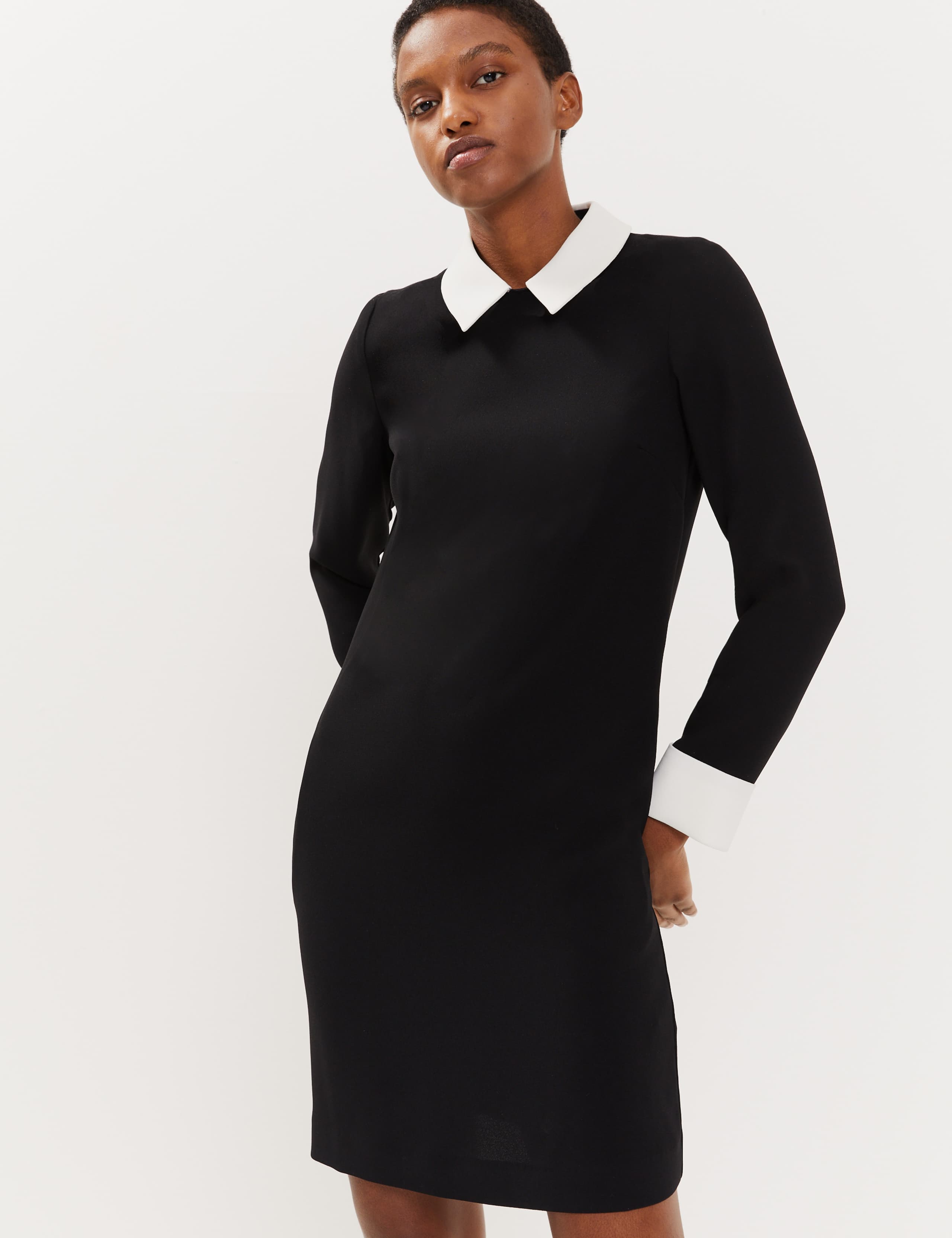 Crepe Contrast Detailing Shift Dress 3 of 7