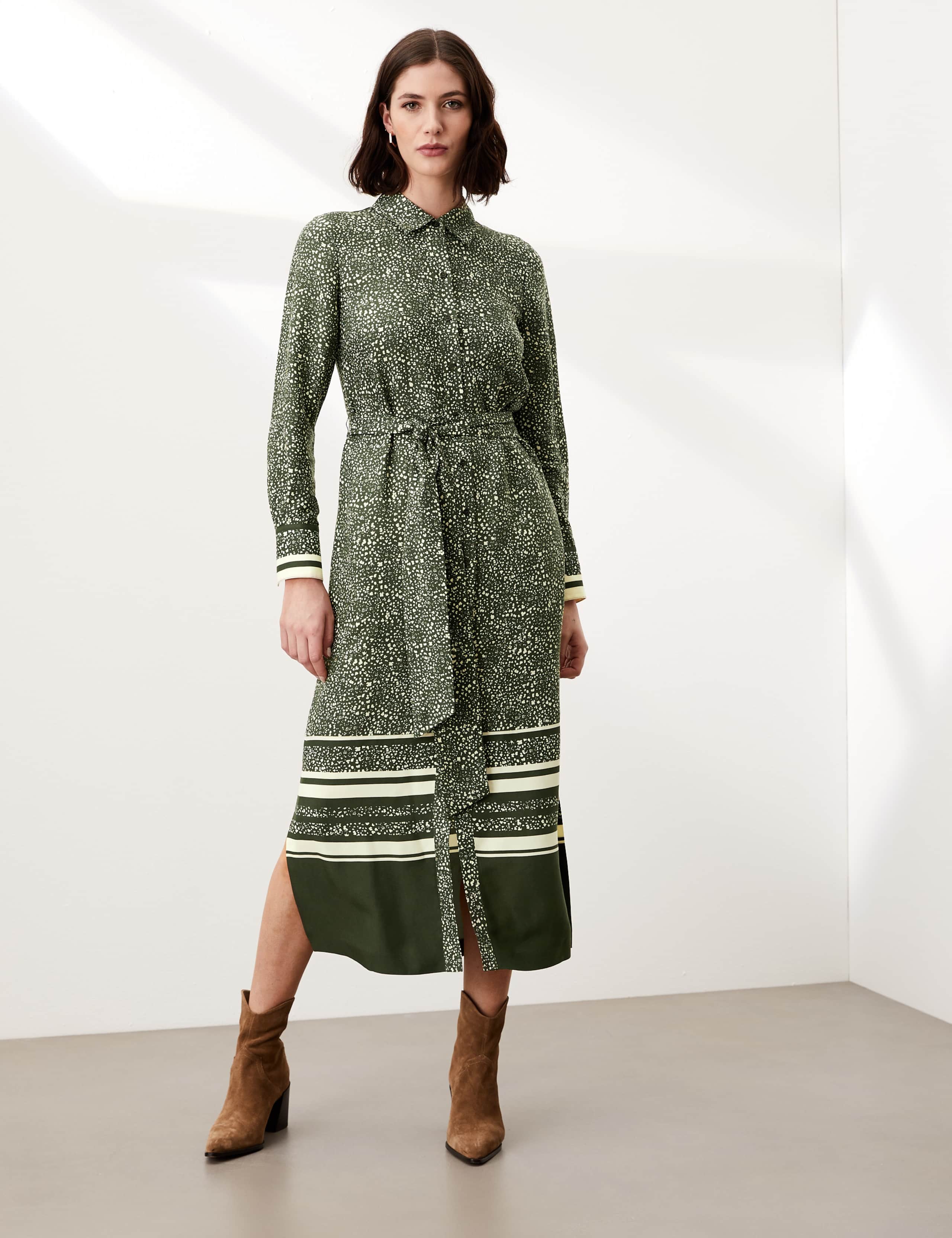 Tie Front Midi Shirt Dress 1 of 6
