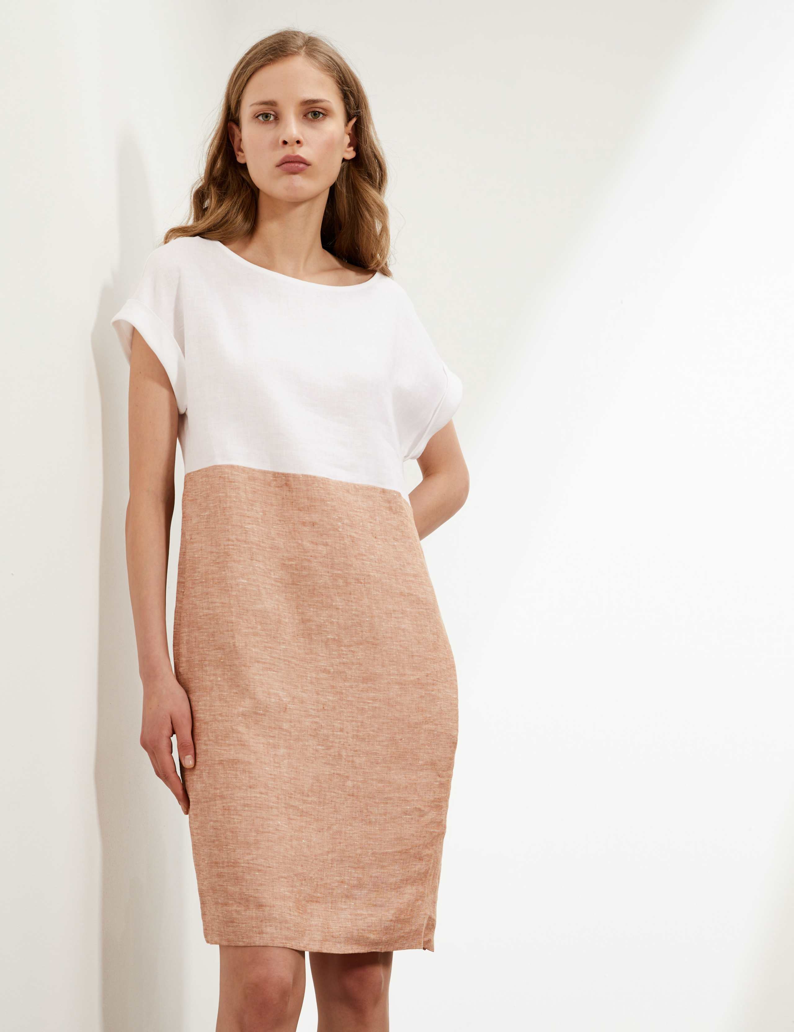 Pure Linen Colour Block Shift Dress JAEGER M&S IE