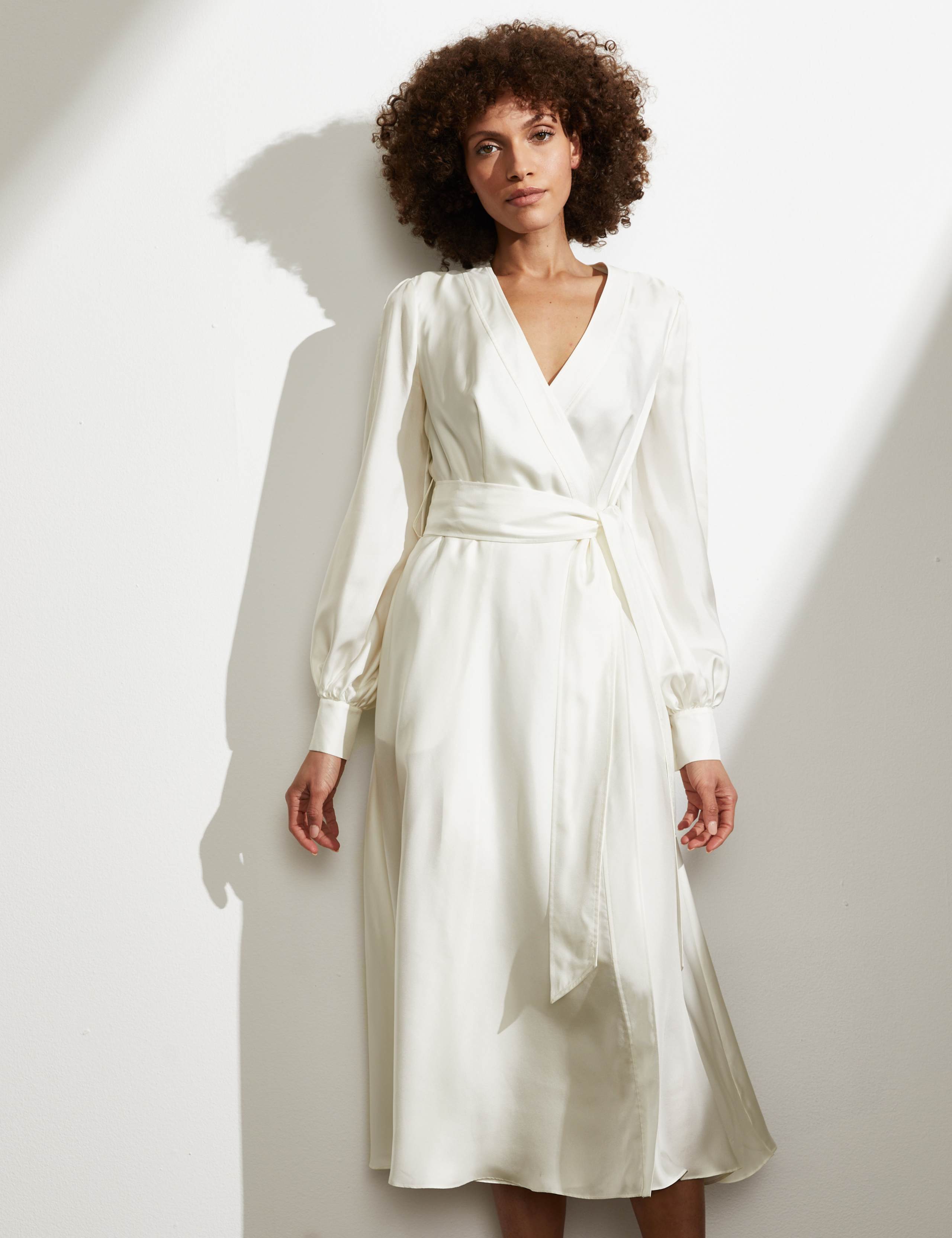 Pure Silk Midi Wrap Dress 3 of 6