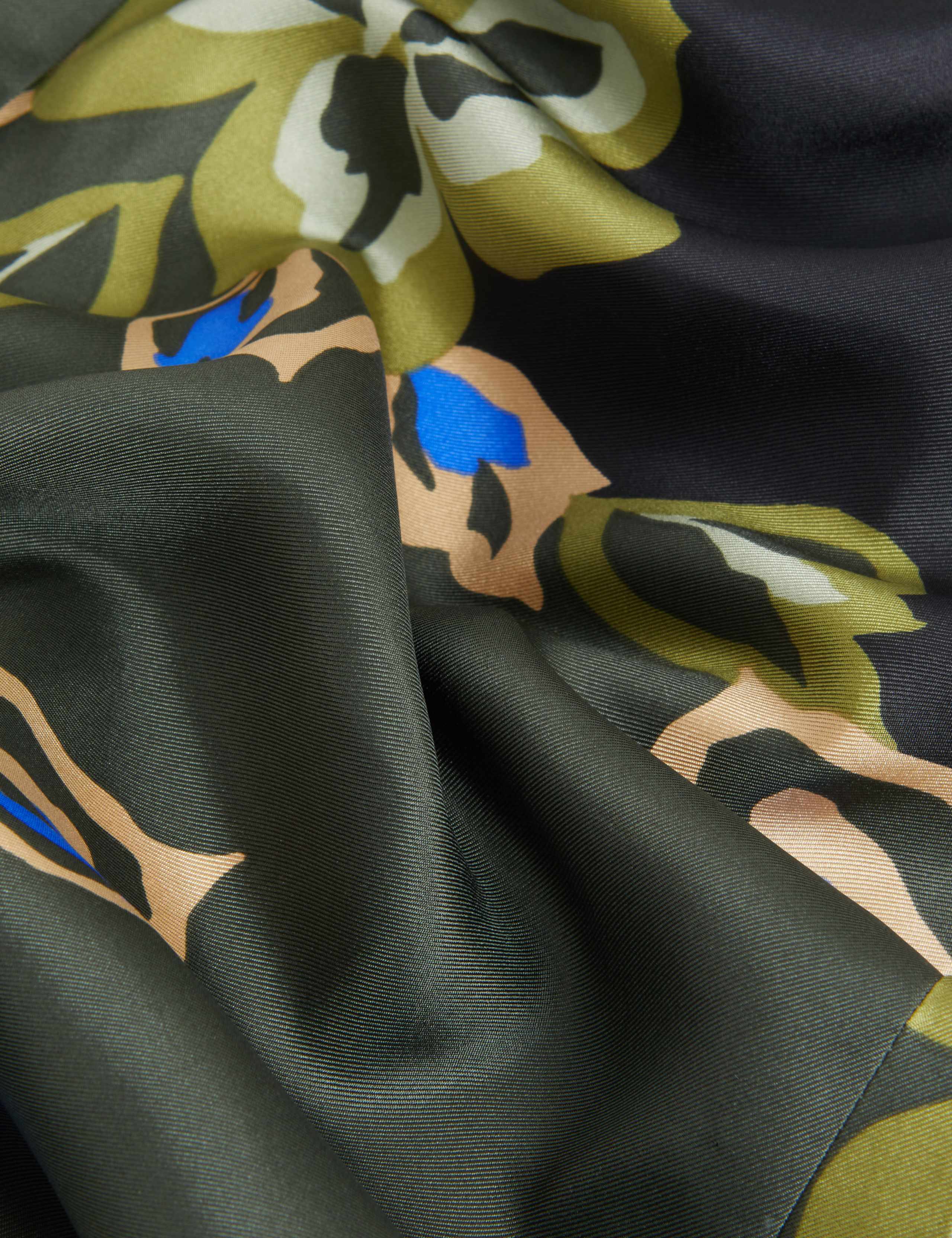 Pure Silk Floral Tie Front Midi Shirt Dress 6 of 6