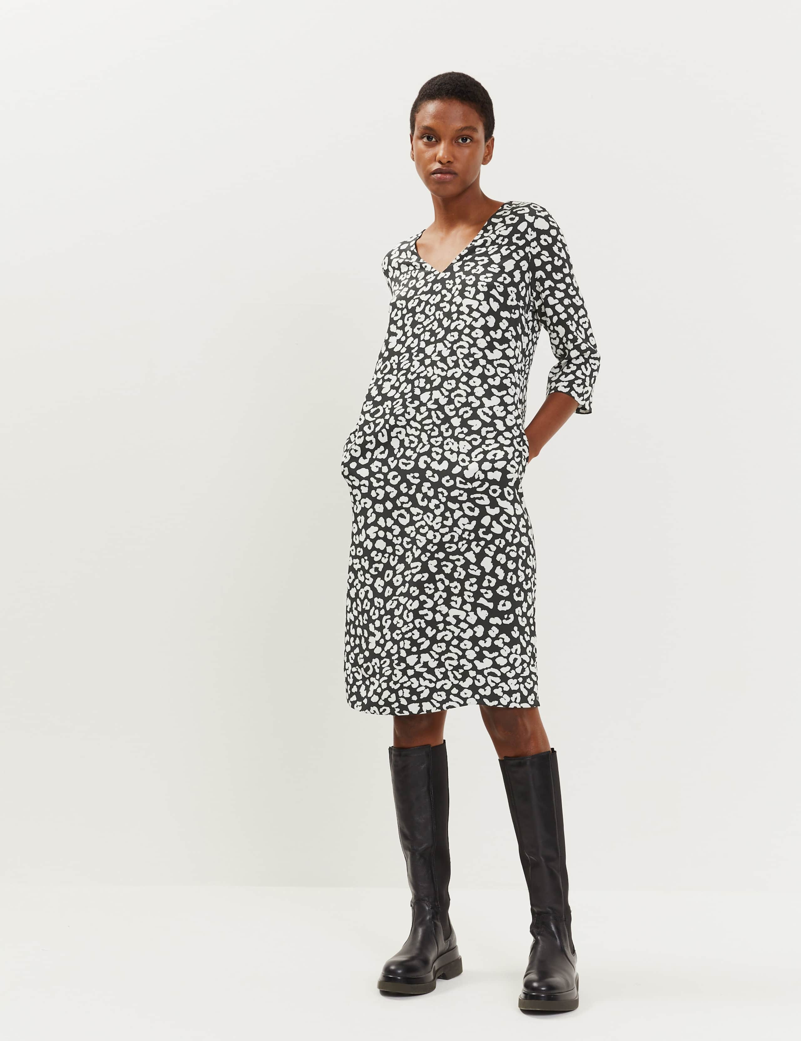 Pure Silk Animal Print V-Neck Shift Dress 1 of 5