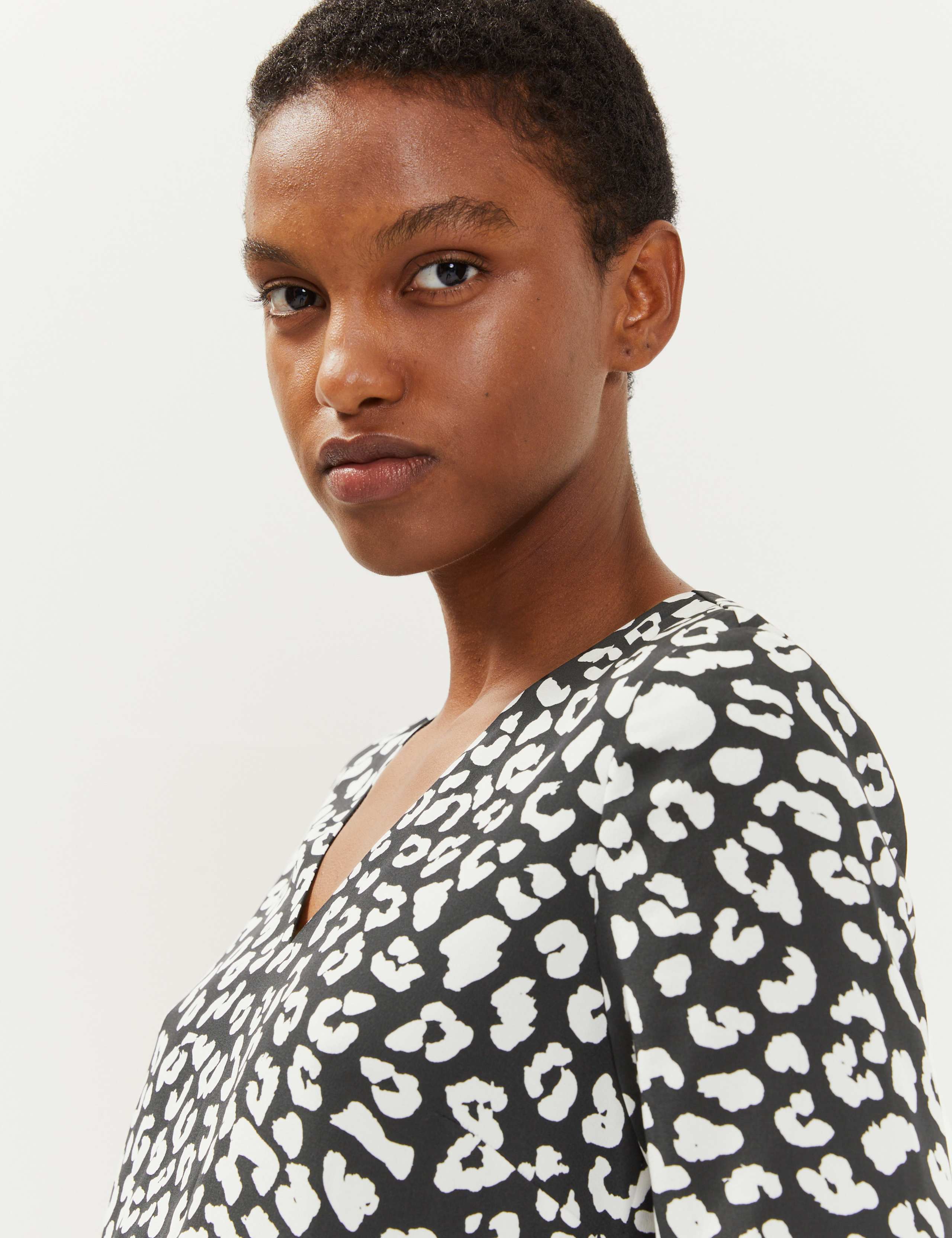 Pure Silk Animal Print V-Neck Shift Dress 3 of 5