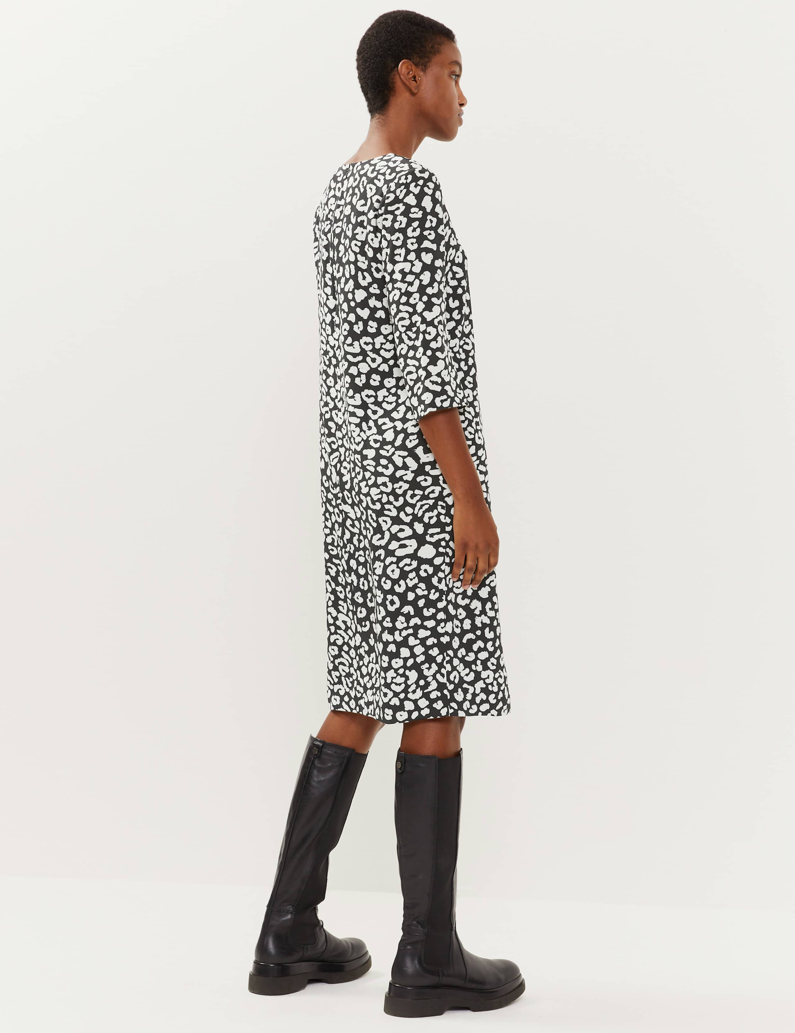 Pure Silk Animal Print V-Neck Shift Dress 4 of 5