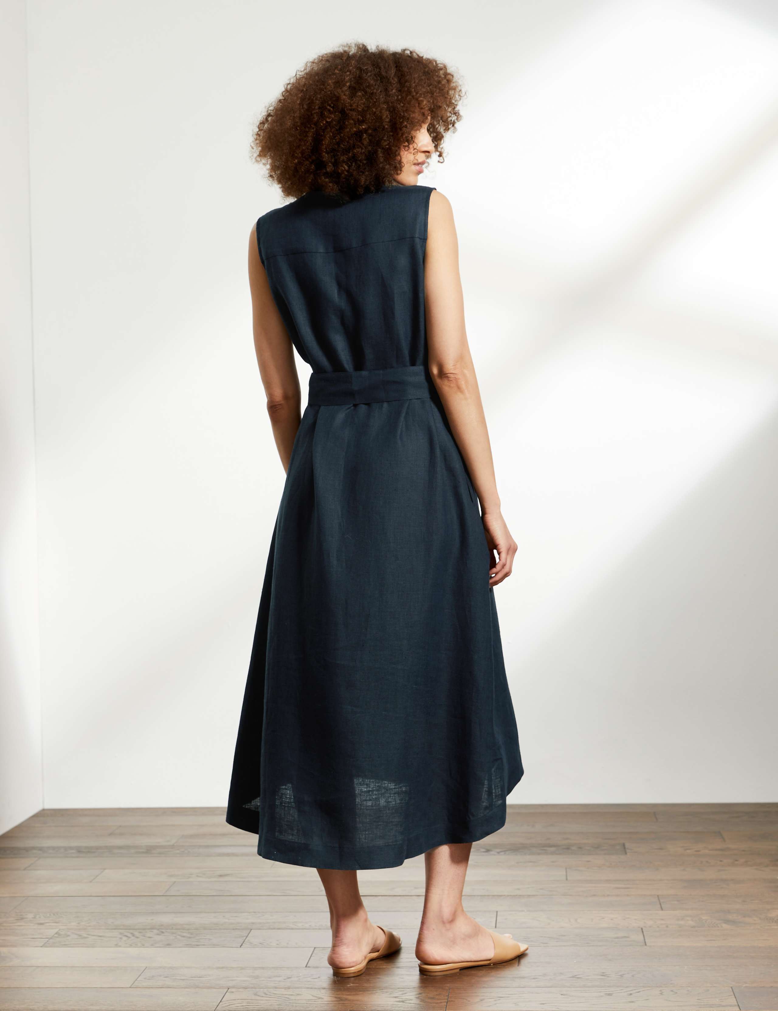 Pure Linen Belted Midi Shirt Dress 4 of 5