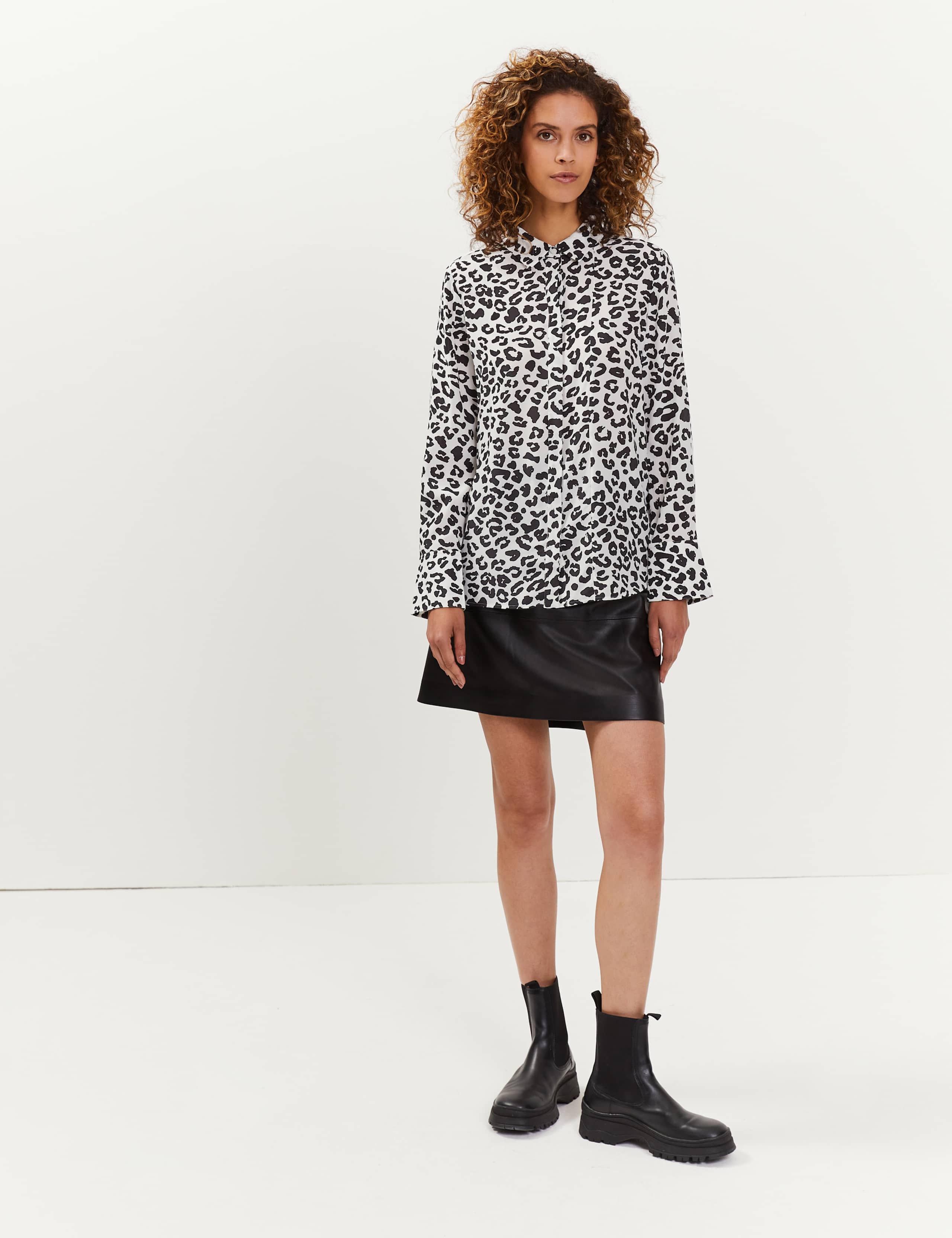 Pure Silk Animal Print Long Sleeve Shirt 3 of 6
