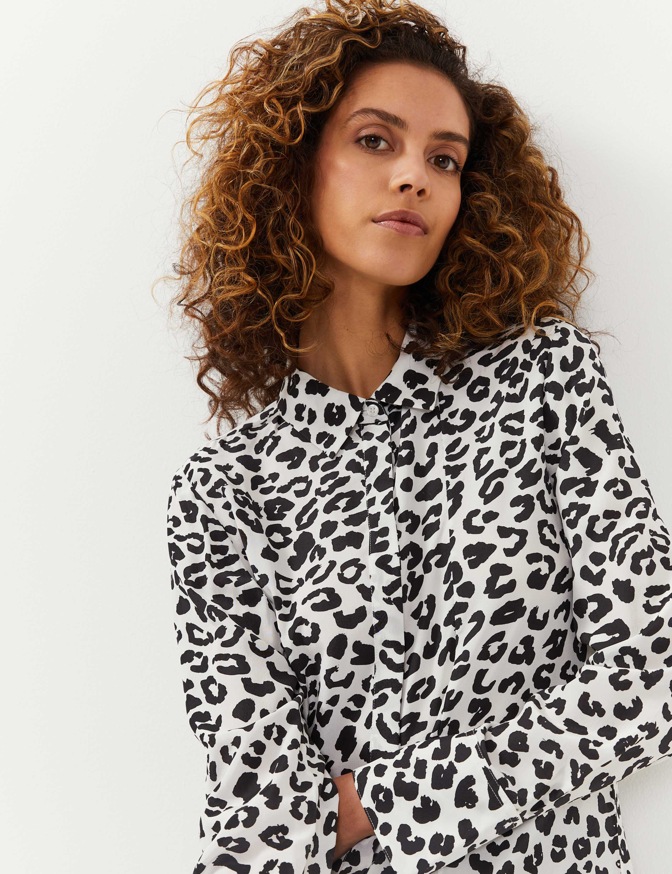 Pure Silk Animal Print Long Sleeve Shirt 4 of 6