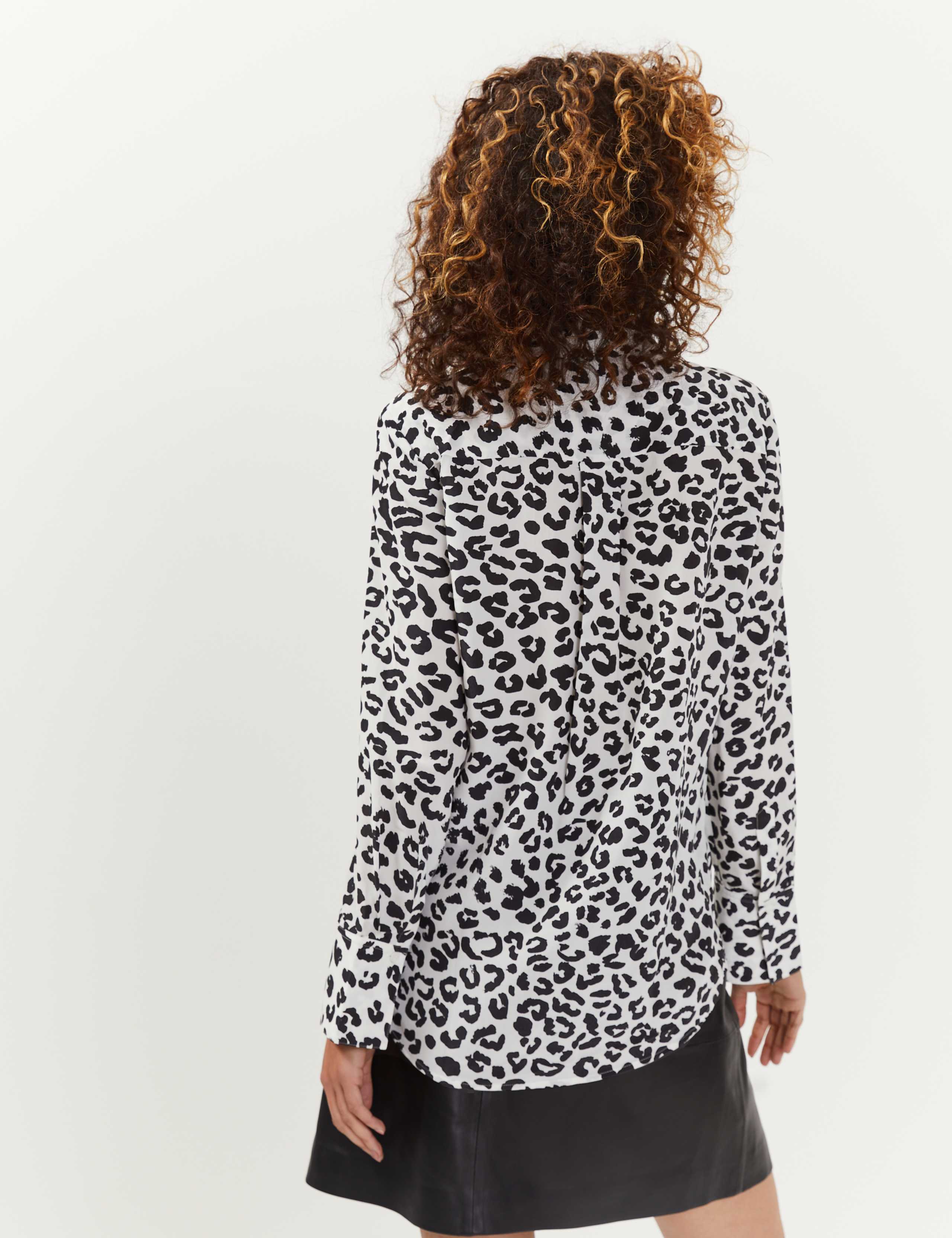 Pure Silk Animal Print Long Sleeve Shirt 5 of 6