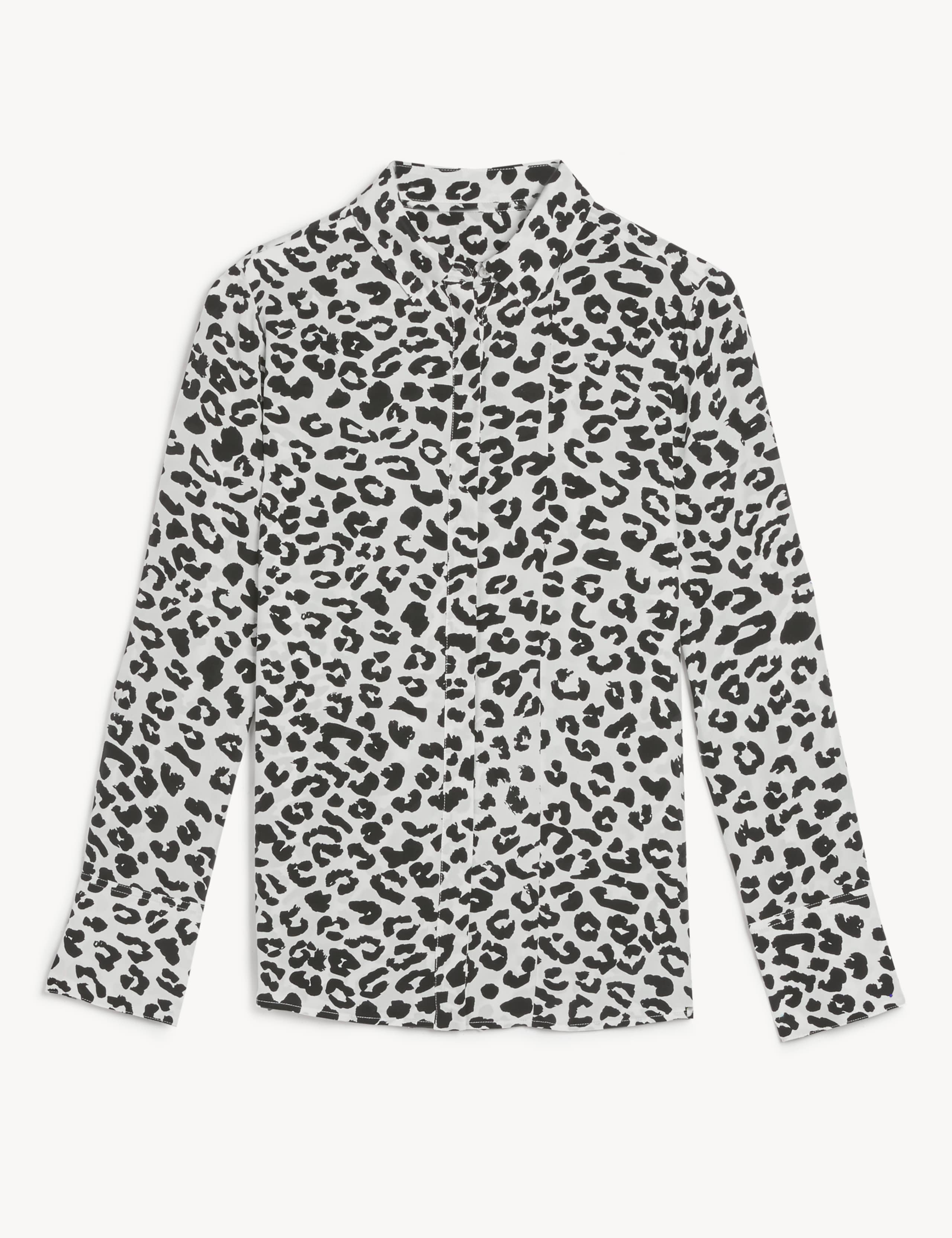 Pure Silk Animal Print Long Sleeve Shirt 2 of 6