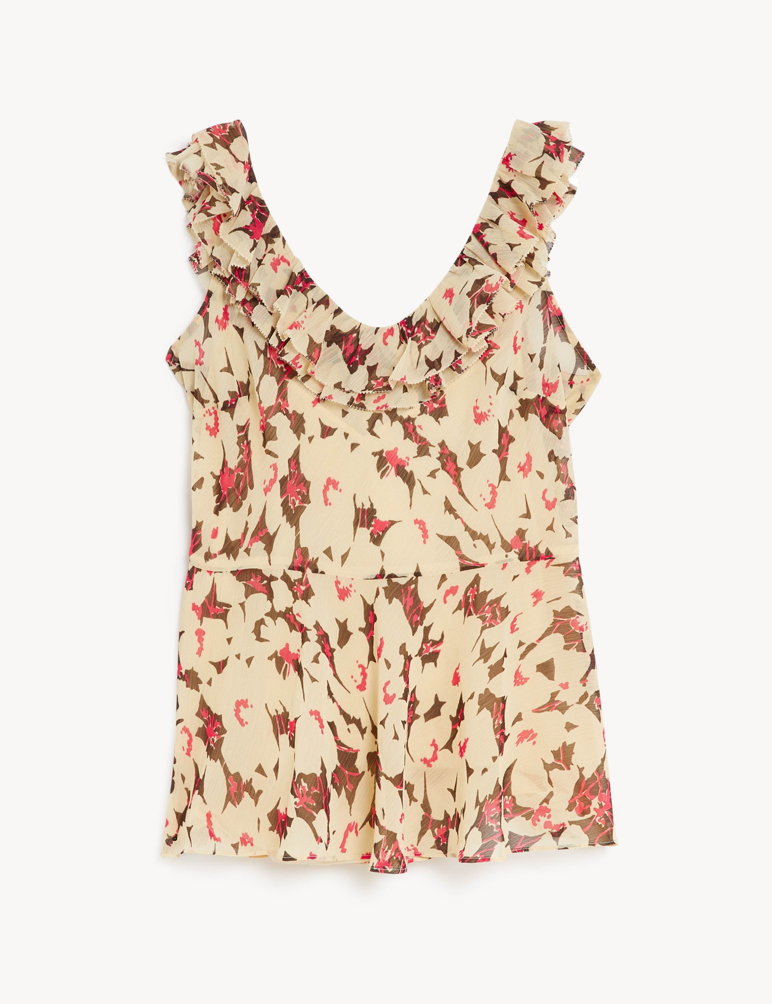 Floral V-Neck Ruffle Sleeveless Blouse 2 of 6