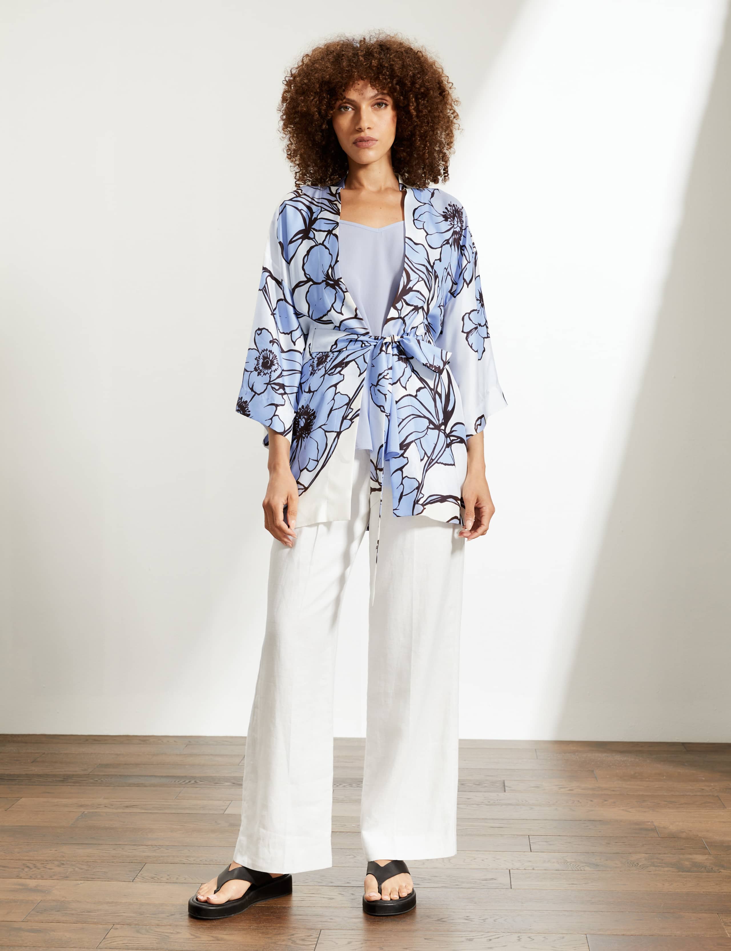 Pure Silk Floral Belted Kimono 2 of 5