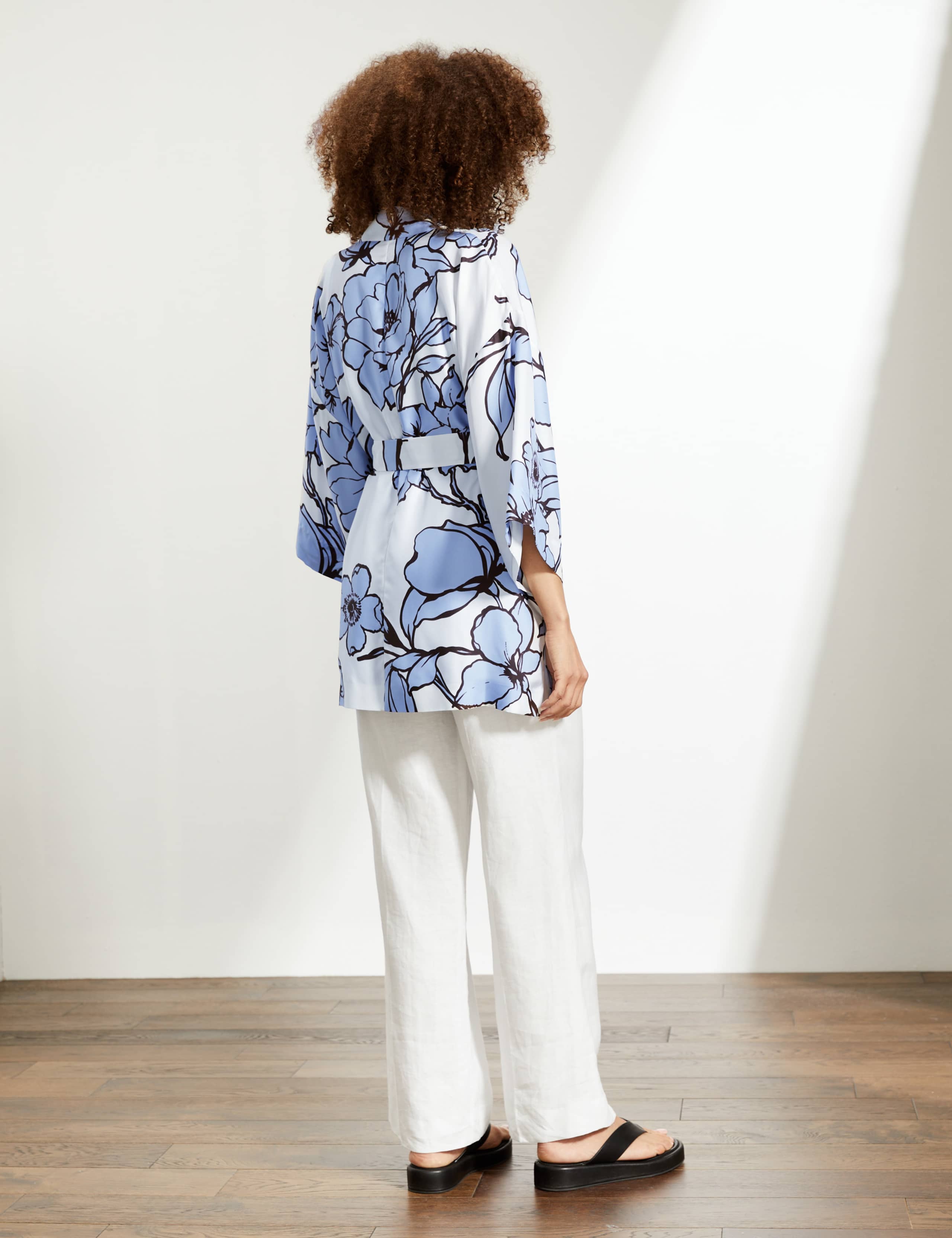 Pure Silk Floral Belted Kimono 4 of 5