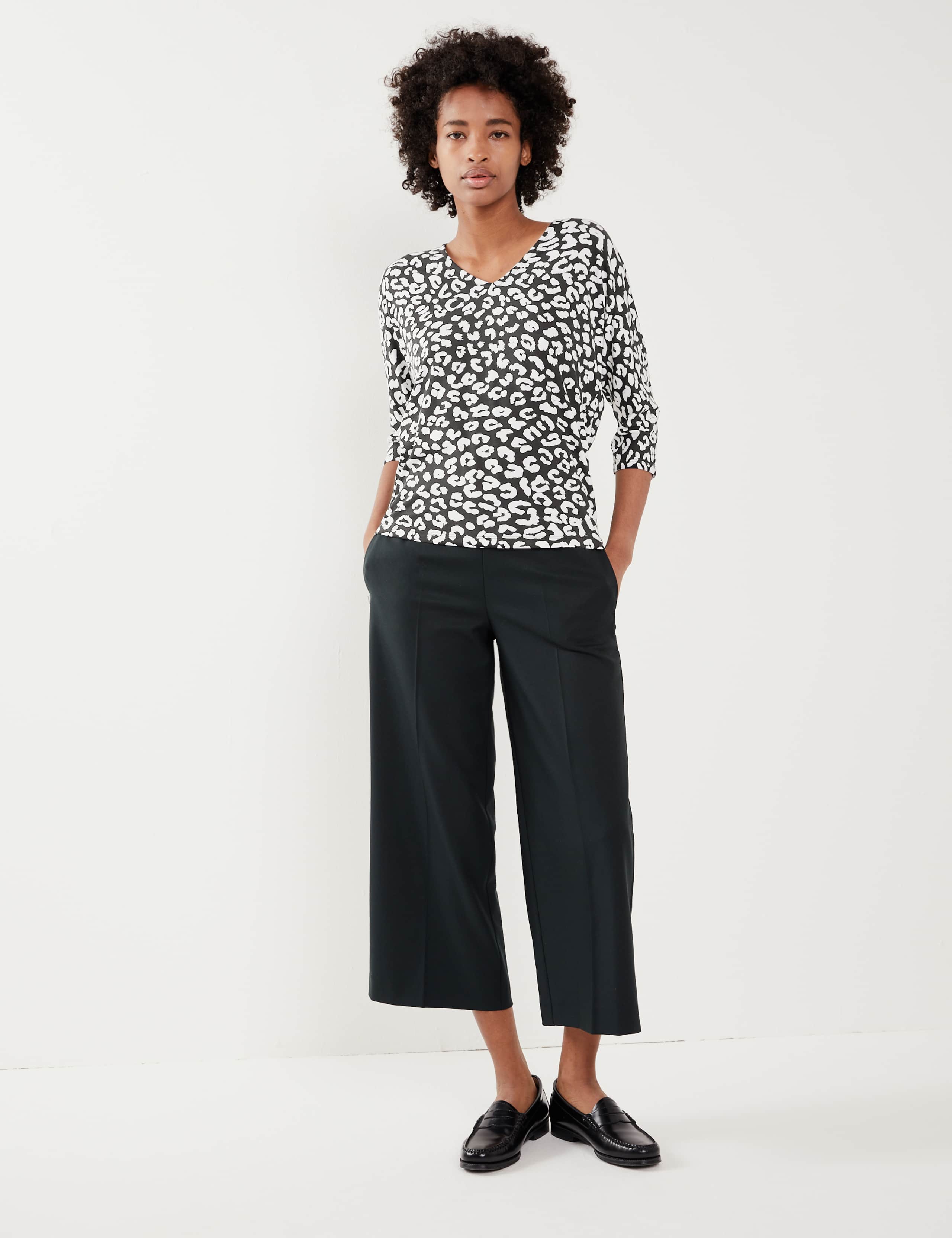 Animal Print V-Neck Batwing Top 3 of 6