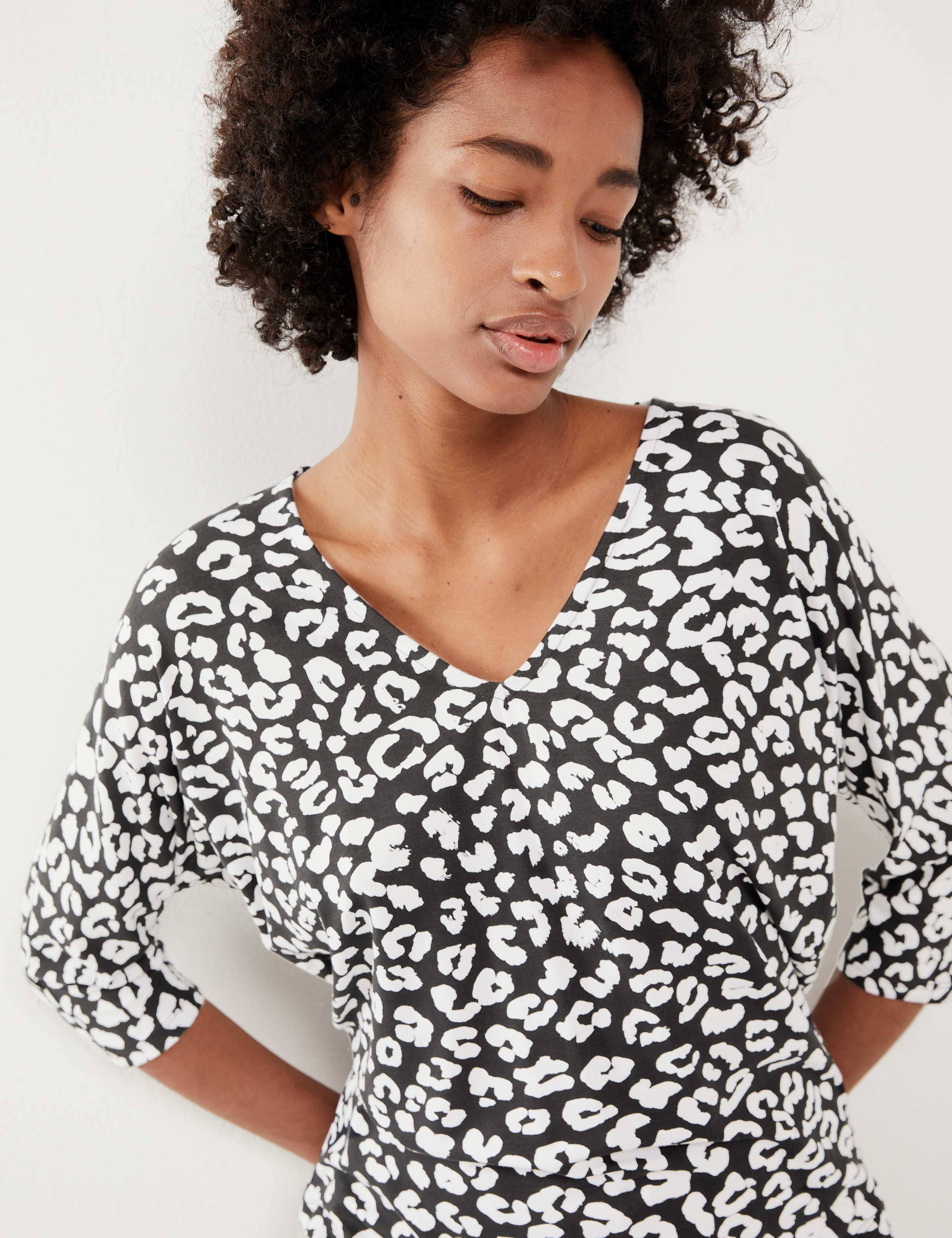 Animal Print V-Neck Batwing Top 4 of 6