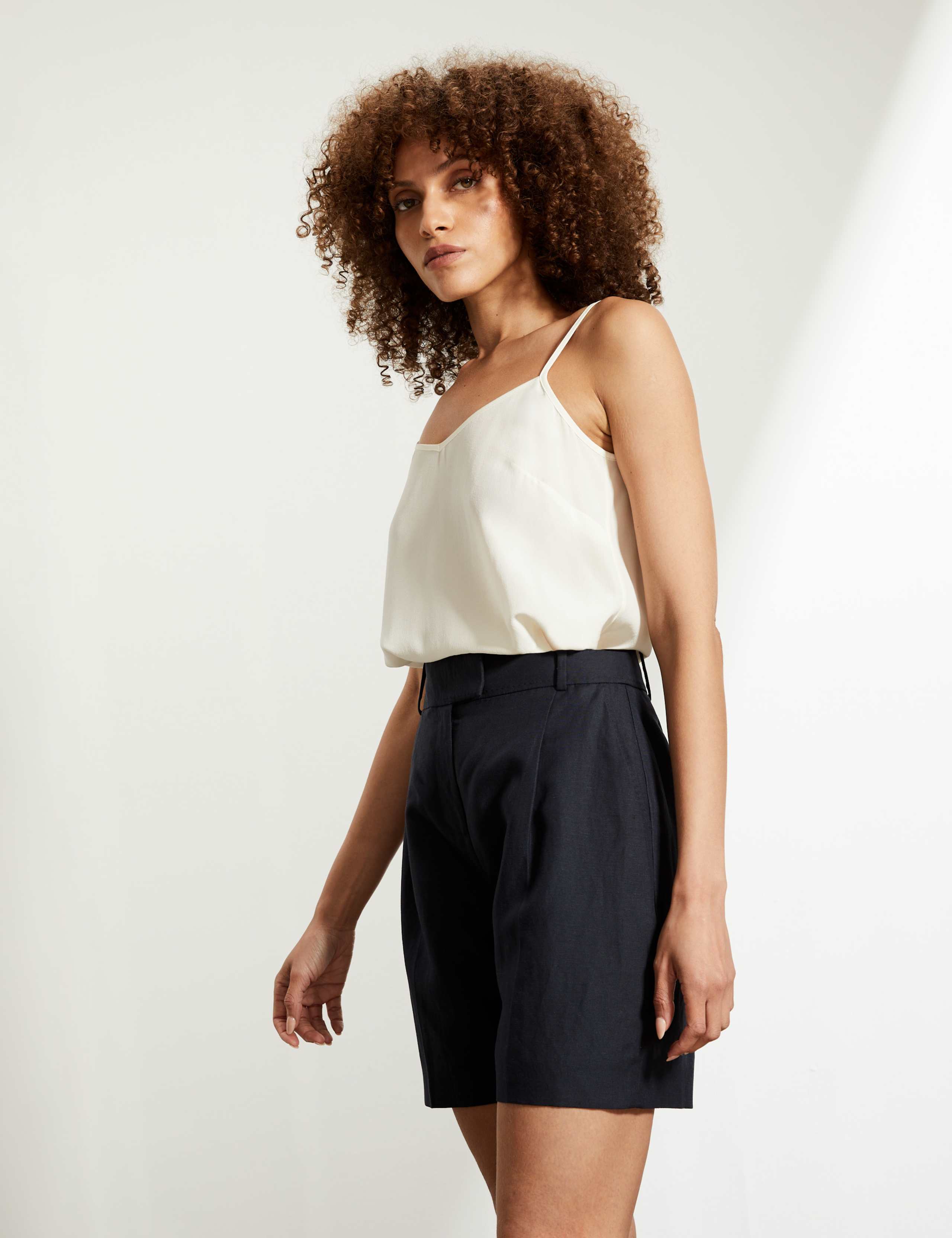 Silk Linen Knee Length Shorts 1 of 7