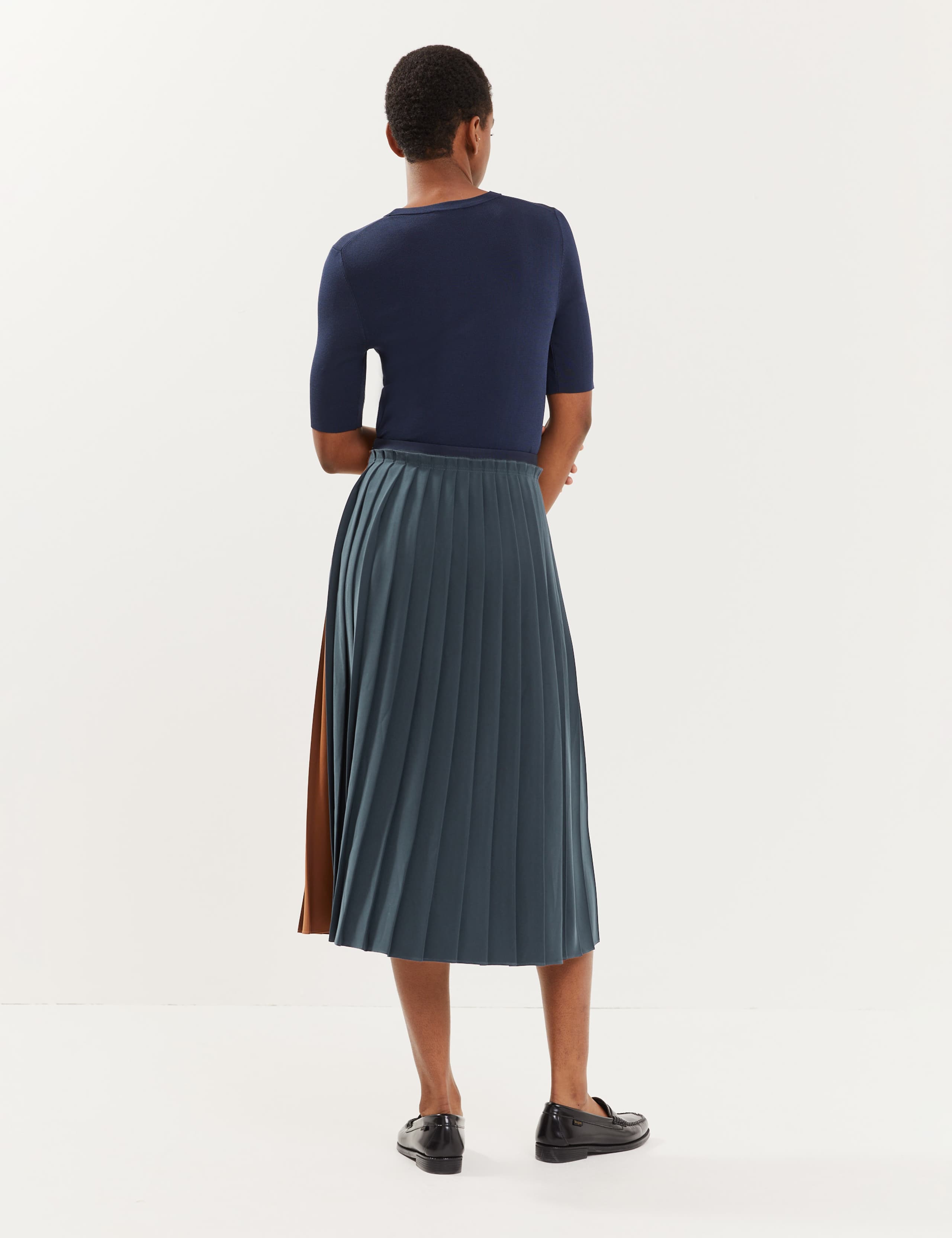 Colour Block Pleated Midi Skirt 5 of 6