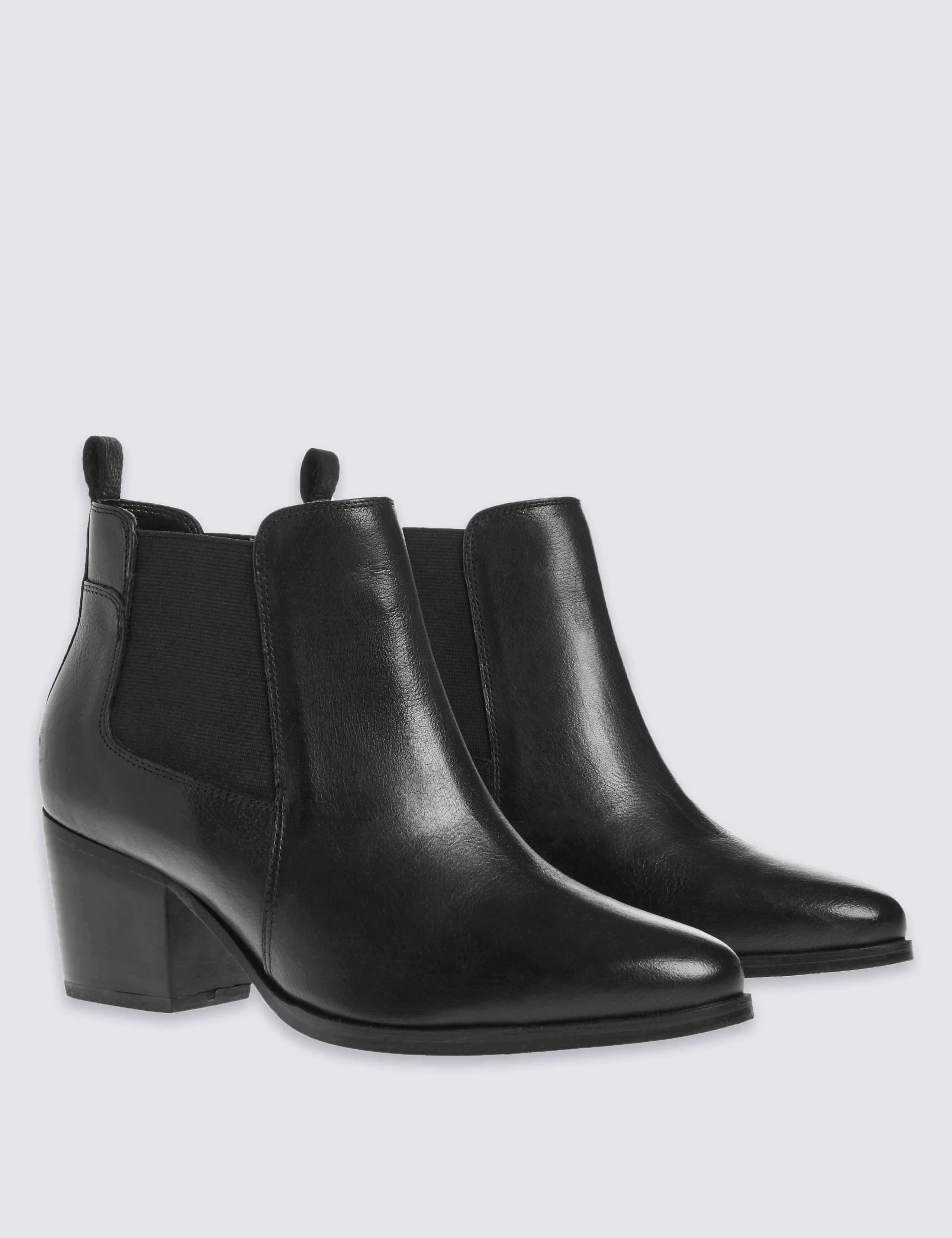 Leather Block Heel Ankle Boots 3 of 6
