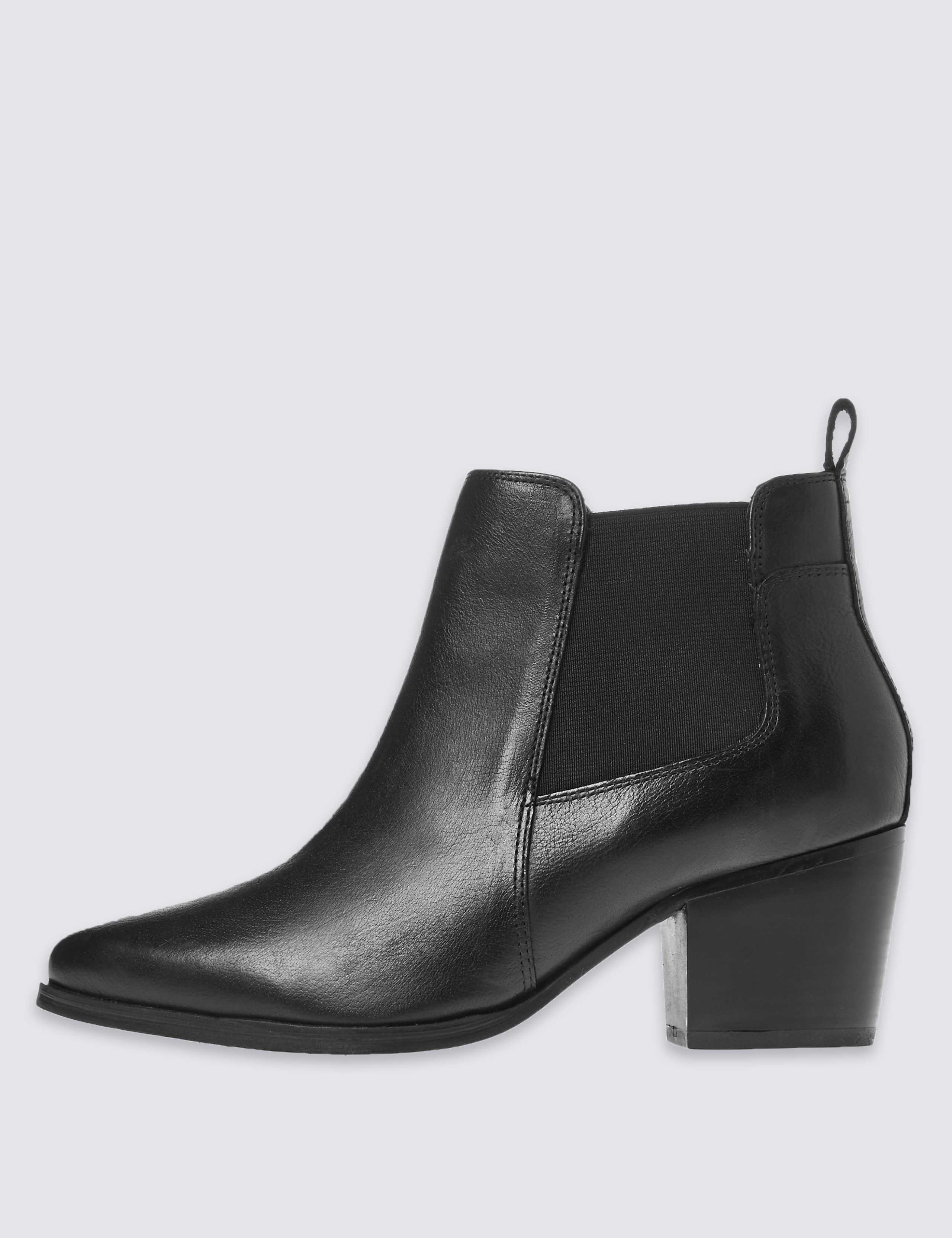 Leather Block Heel Ankle Boots 5 of 6