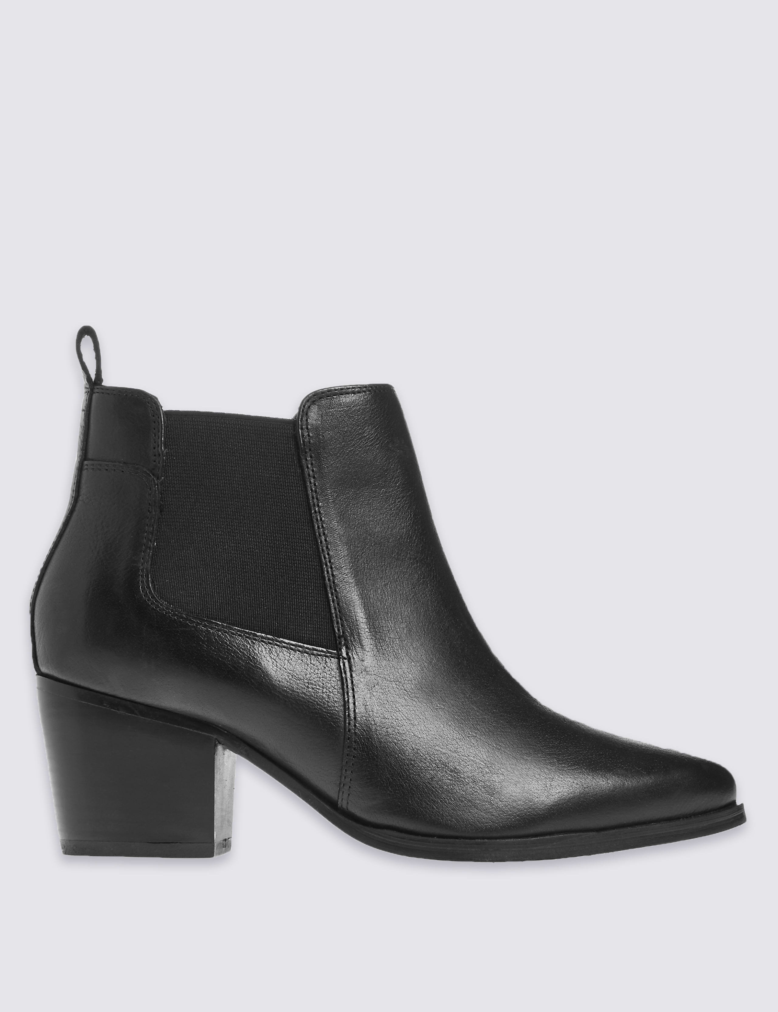 Leather Block Heel Ankle Boots 2 of 6