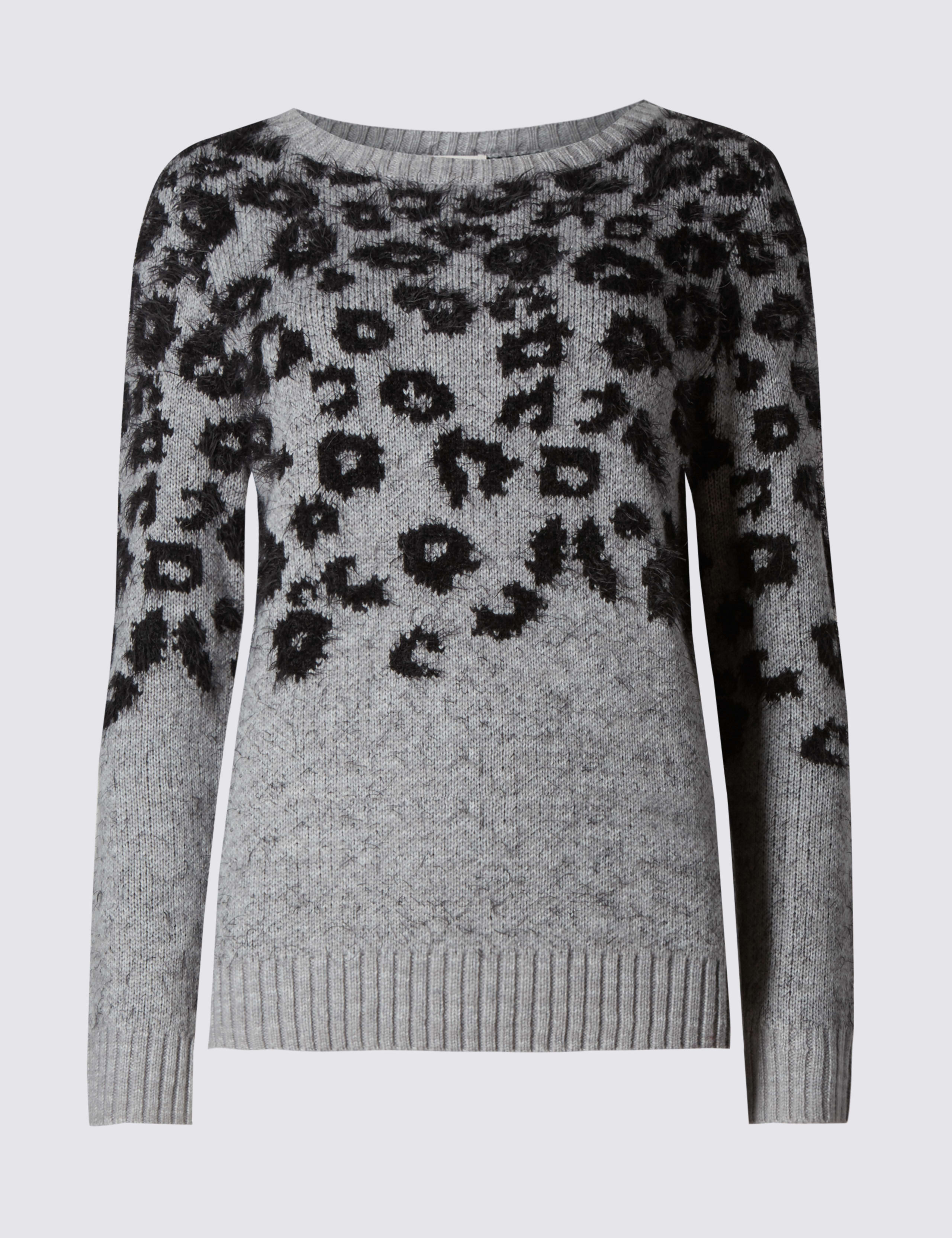 Fluffy Leopard Print Slash Neck Jumper 2 of 4