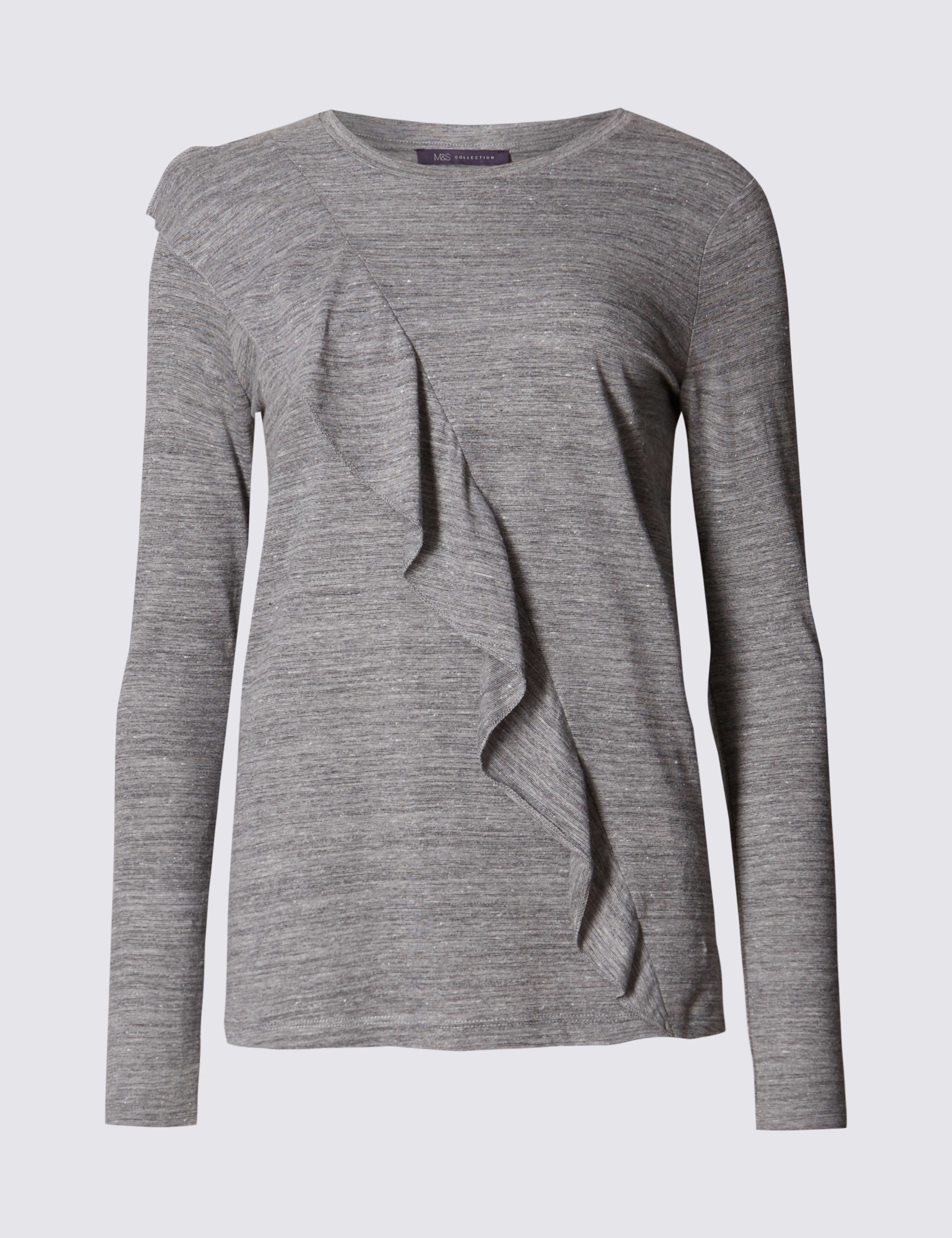 Ruffle Long Sleeve Jersey Top 2 of 3