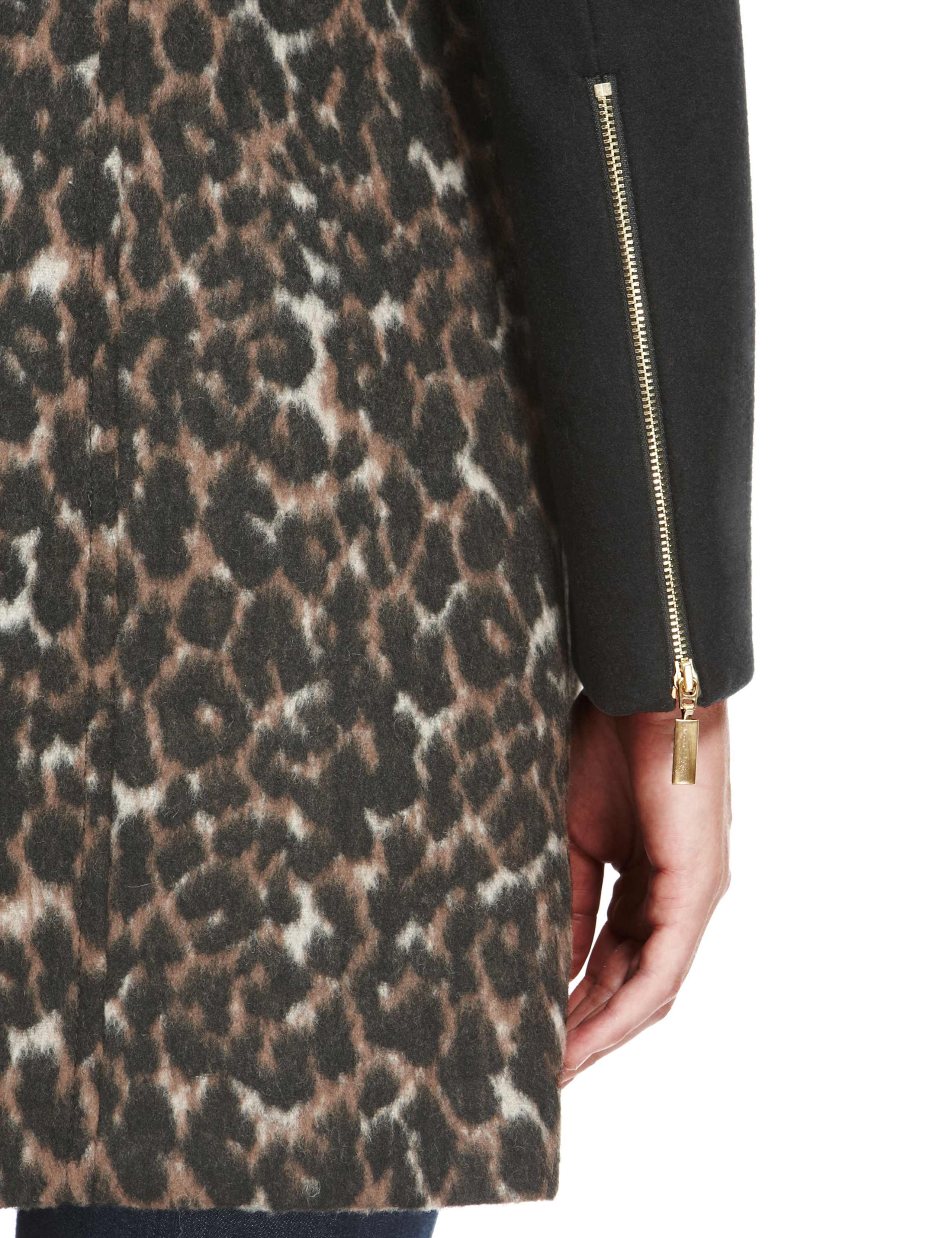 Animal Print Biker Coat with Wool 5 of 7