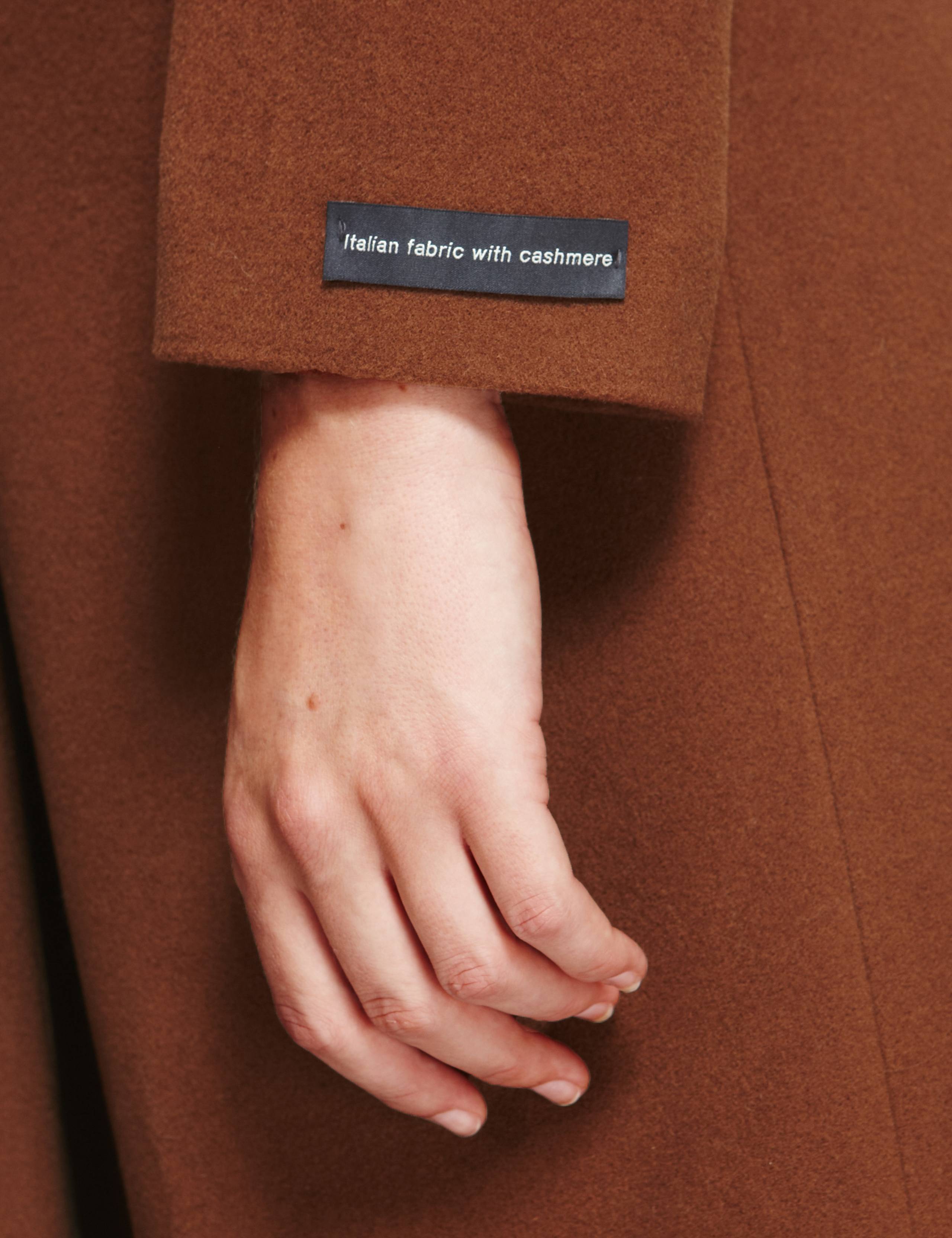 Double Breasted Faux Fur Collar Coat with Cashmere 8 of 9