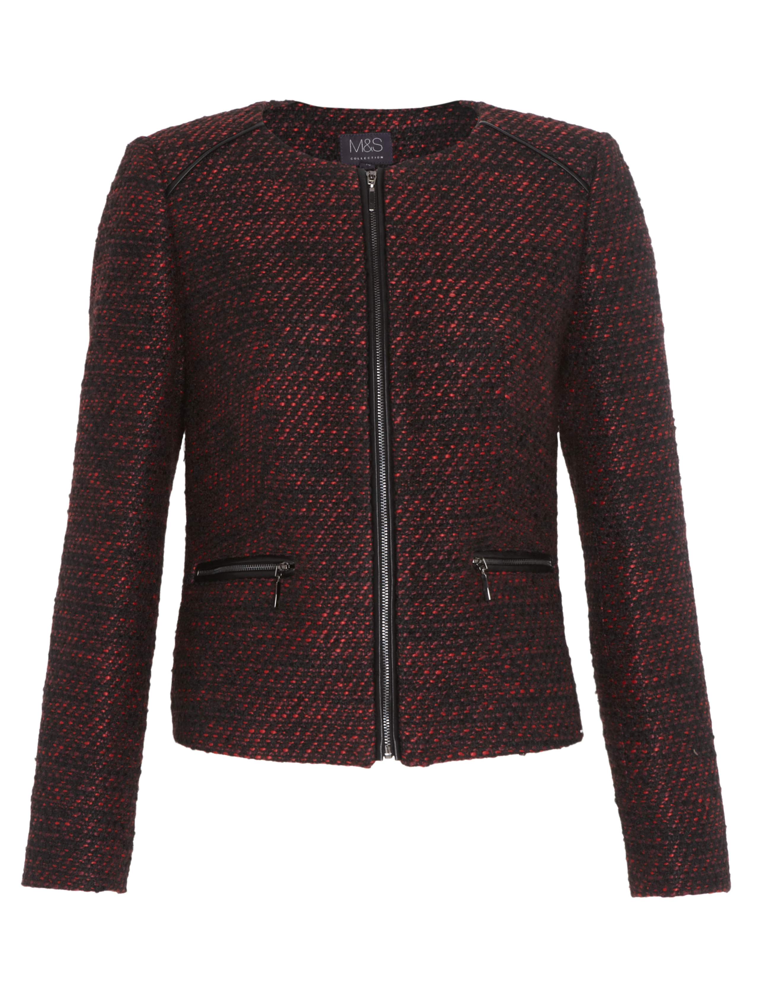 Leather Trim Tweed Jacket 2 of 8