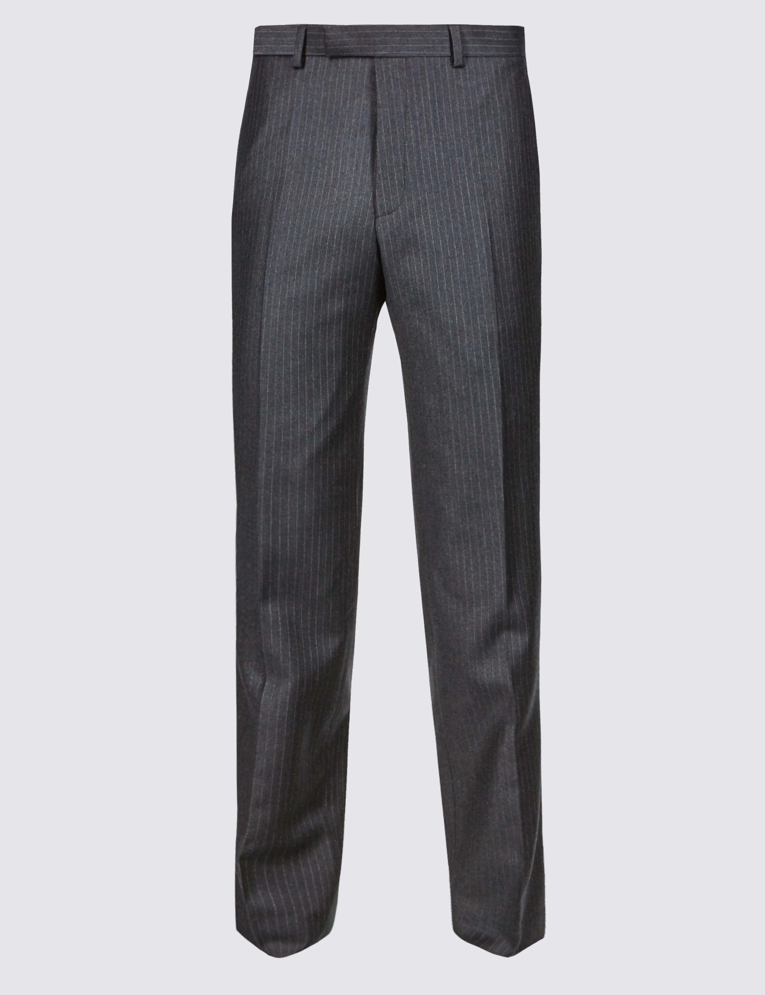 Charcoal Striped Tailored Fit Wool Trousers 2 of 4
