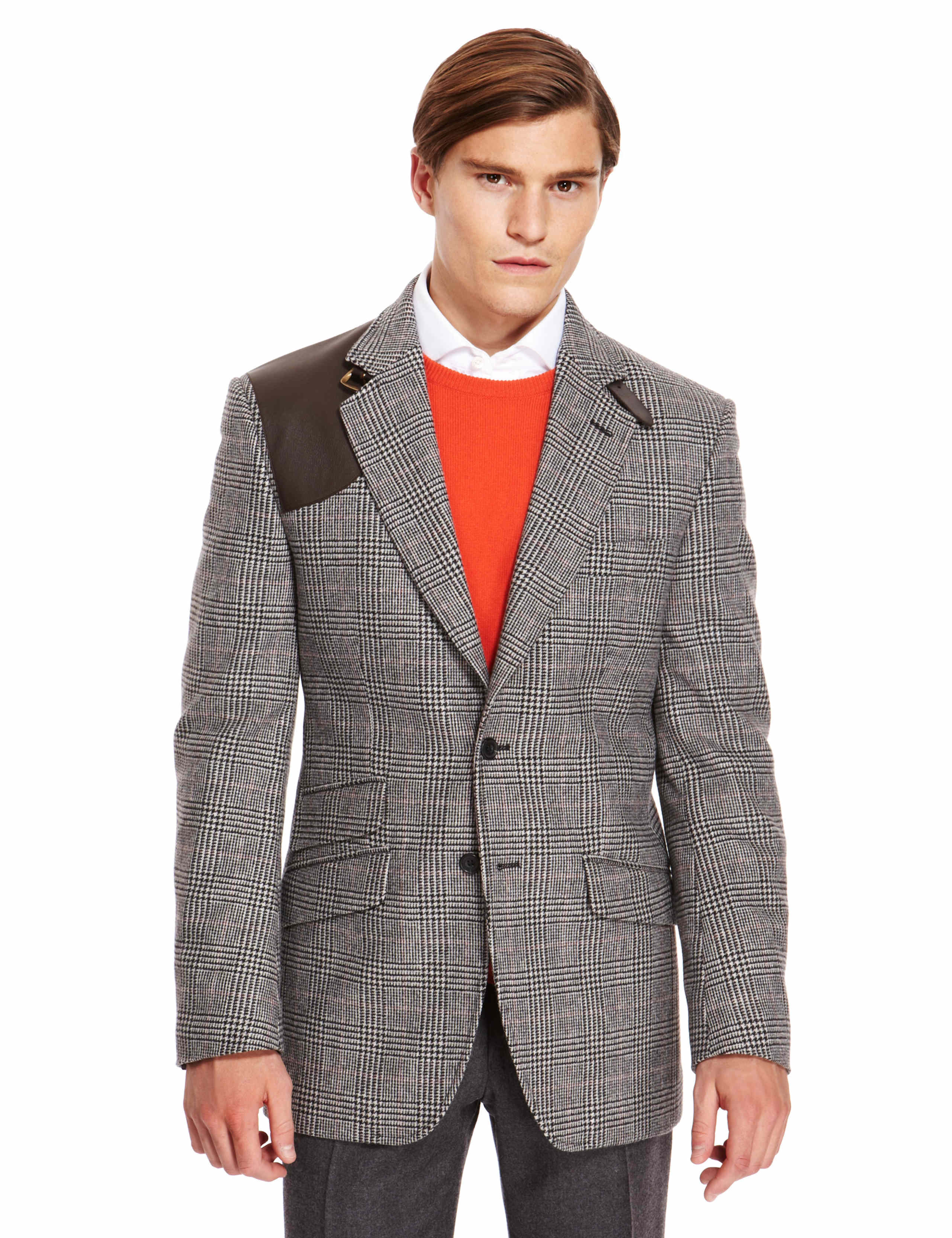 Best of British Wool Rich Prince of Wales Checked Jacket with Cashmere 1 of 8