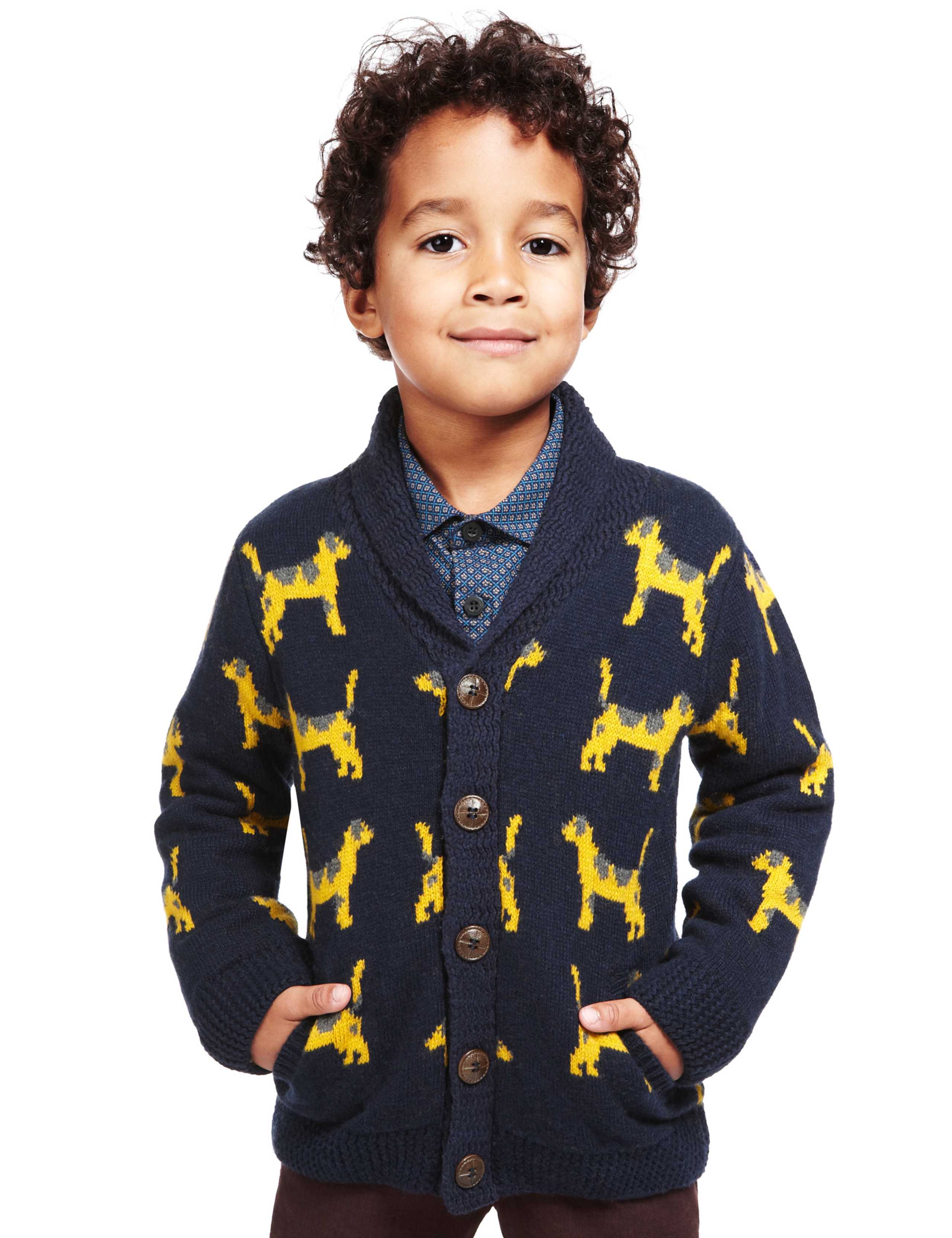 Dog Print Cardigan with Wool 1 of 5