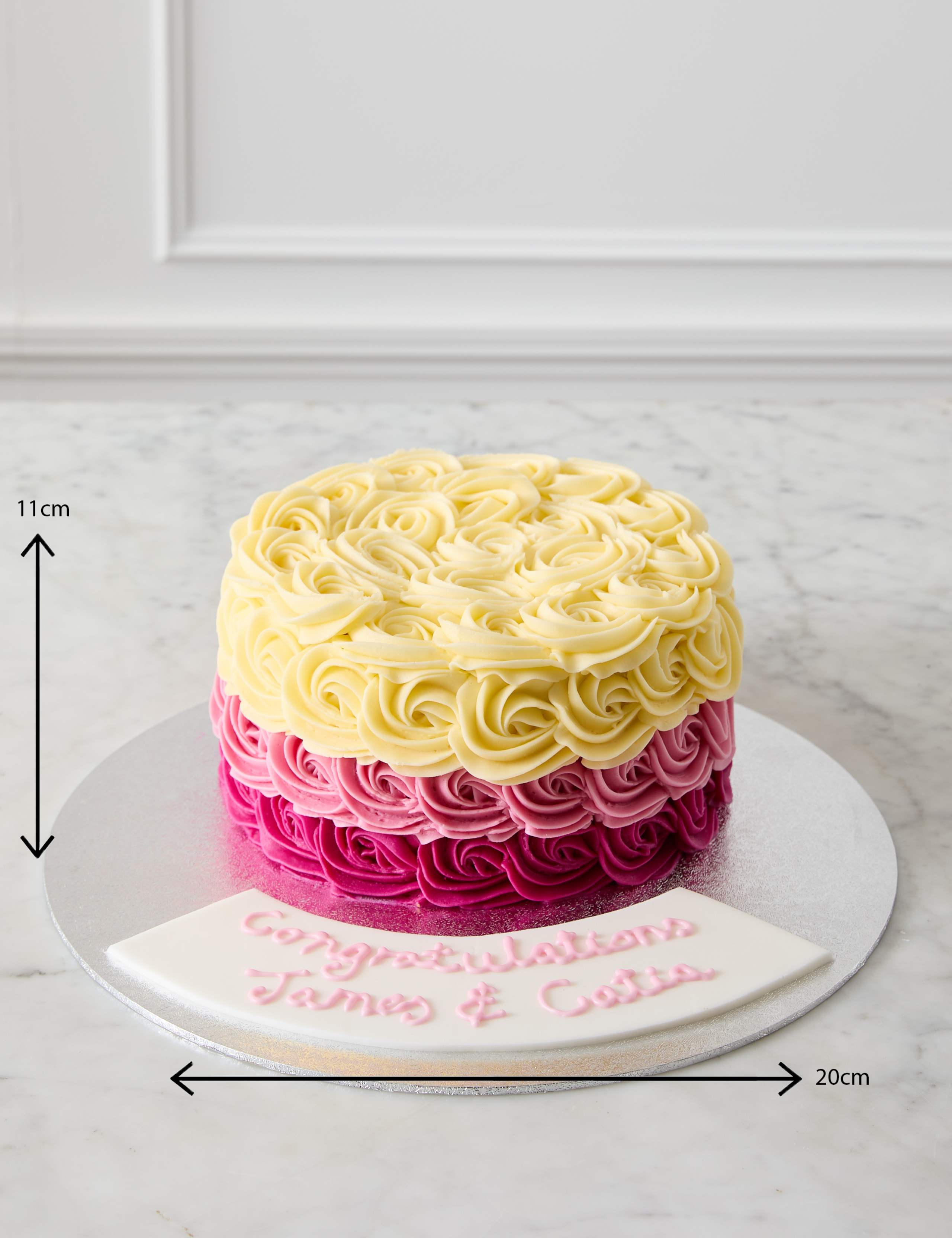 Personalised Piped Rose Sponge Cake (Serves 24) 4 of 6