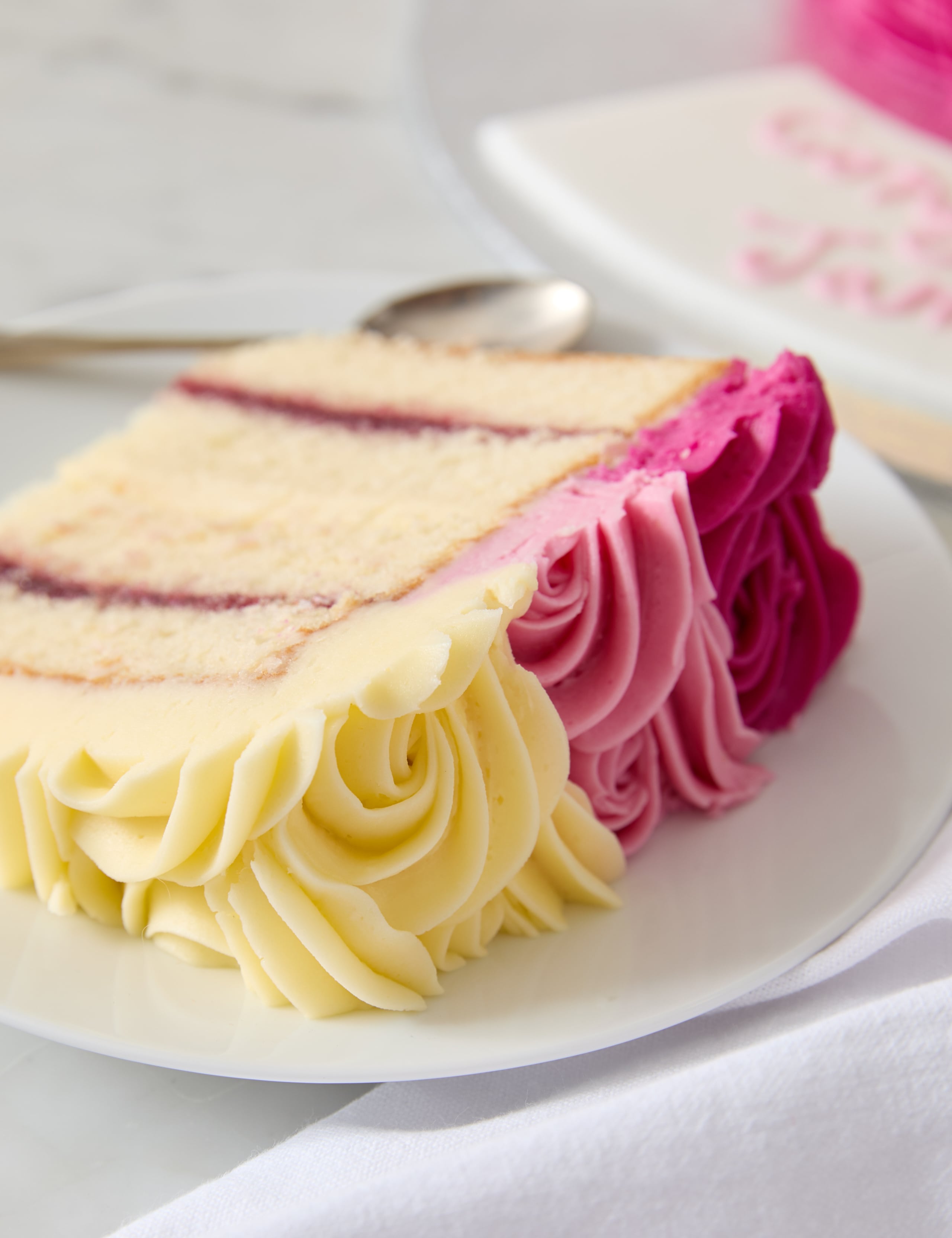 Personalised Piped Rose Sponge Cake (Serves 24) 5 of 6