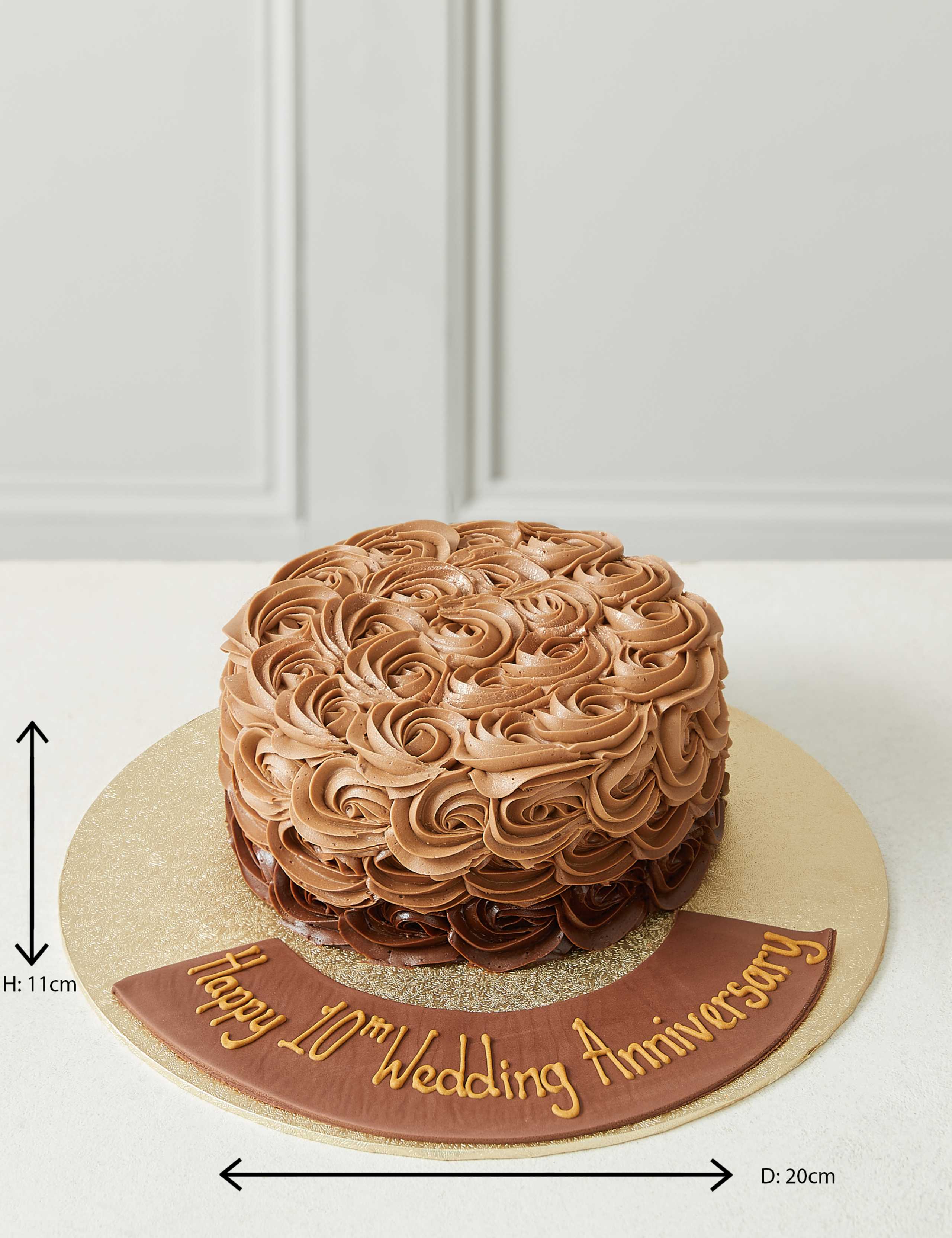 Personalised Piped Shimmering Rose Chocolate Cake (Serves 20) - Last Collection 25th July 6 of 8