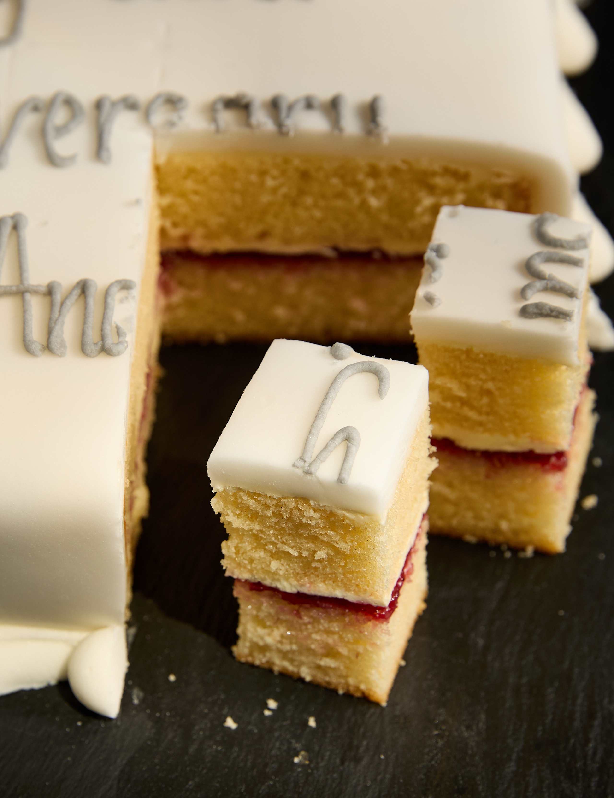 Personalised Celebration Sponge Cake with Silver Ribbon (Serves 16) 5 of 6