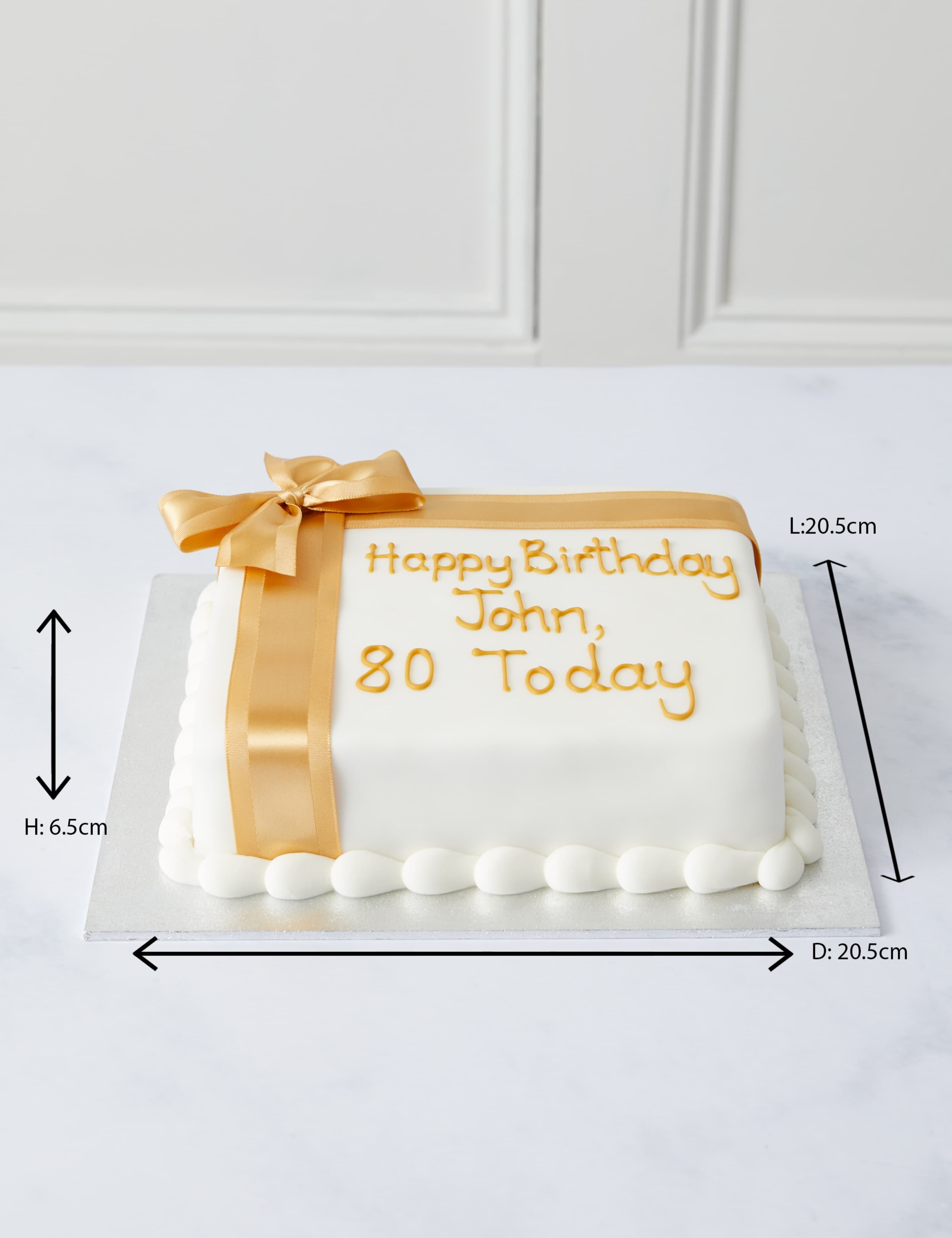 Personalised Celebration Sponge Cake with Gold Ribbon (Serves 16) 5 of 6