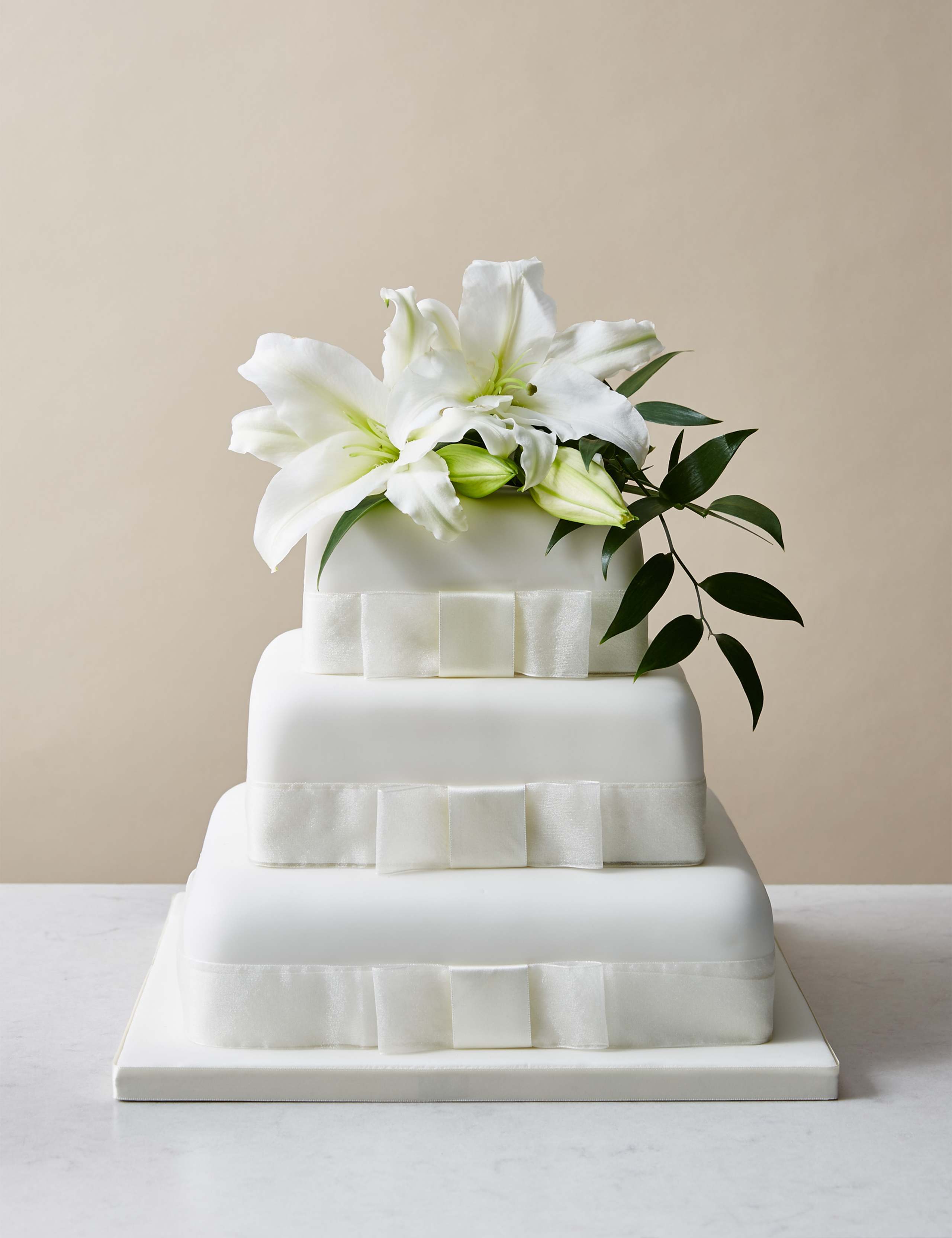 3 Tier Elegant Wedding Cake - Chocolate (Serves 180) Last order date 26th March 1 of 6