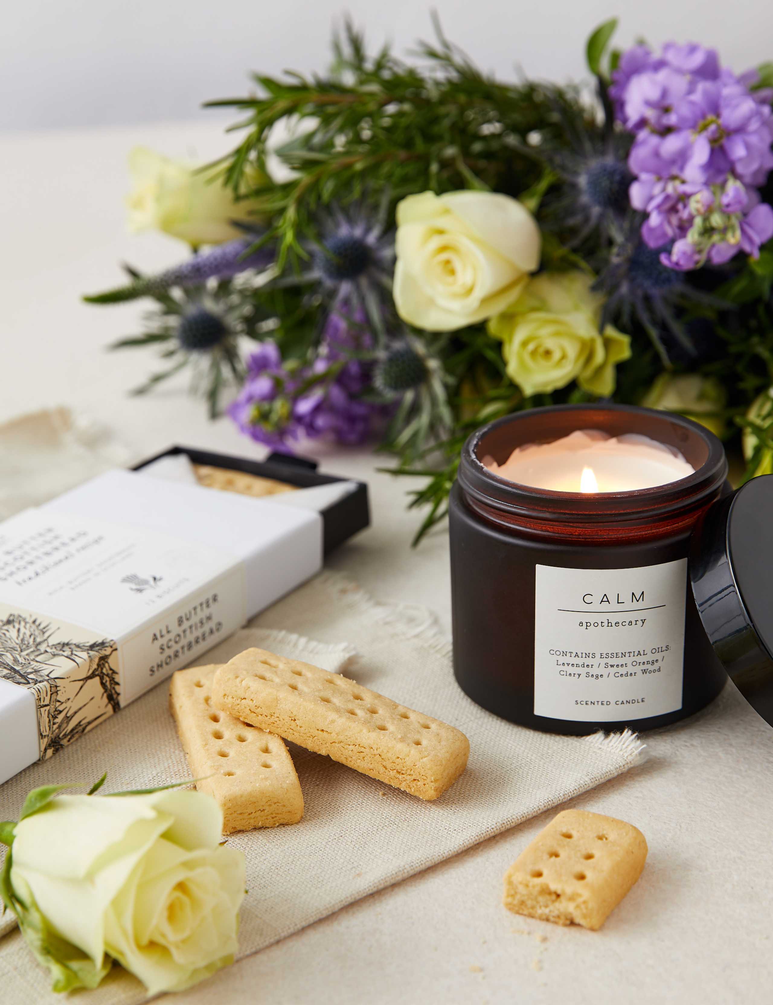Thinking of you Bouquet, Shortbread & Candle Gift 3 of 3
