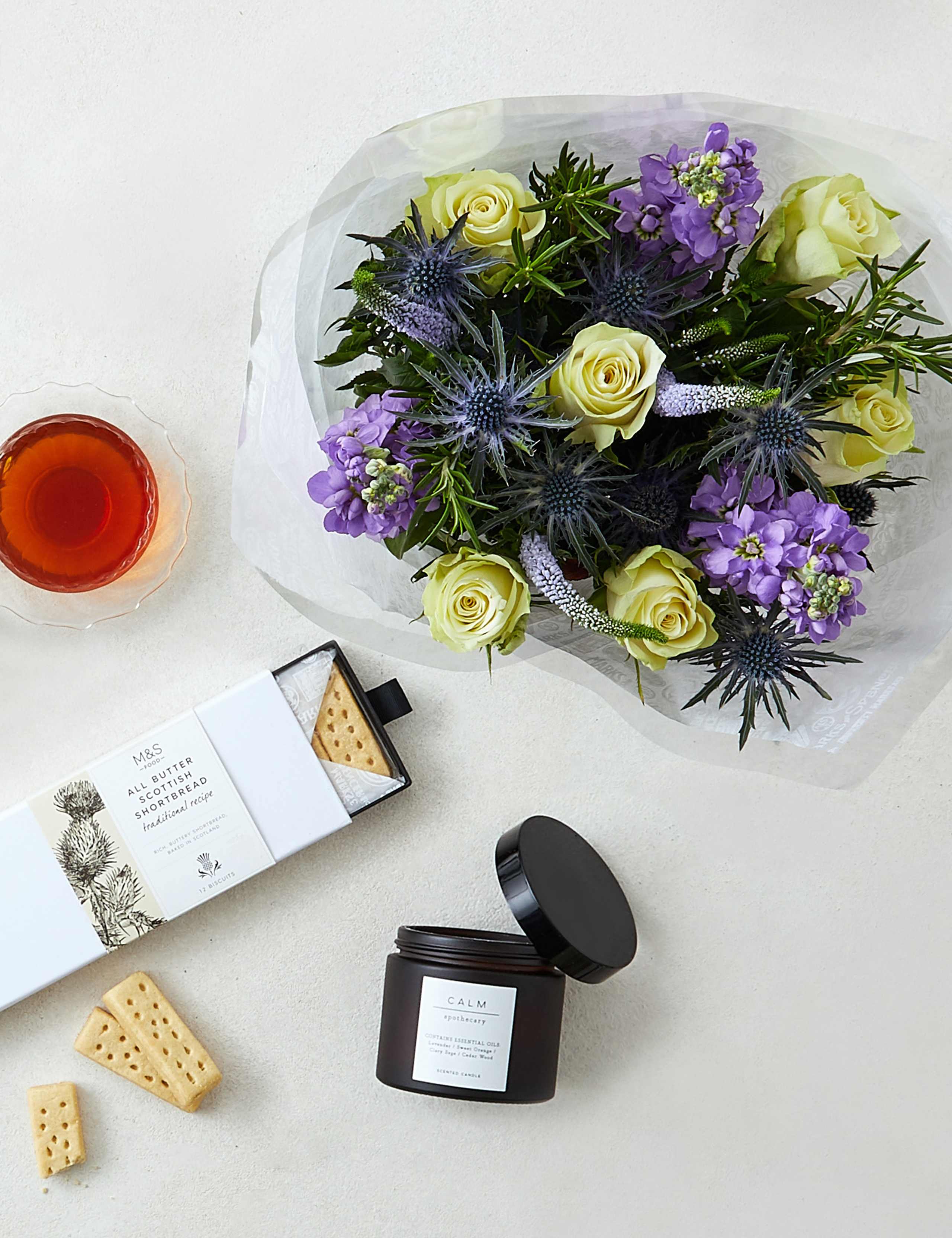 Thinking of you Bouquet, Shortbread & Candle Gift 2 of 3