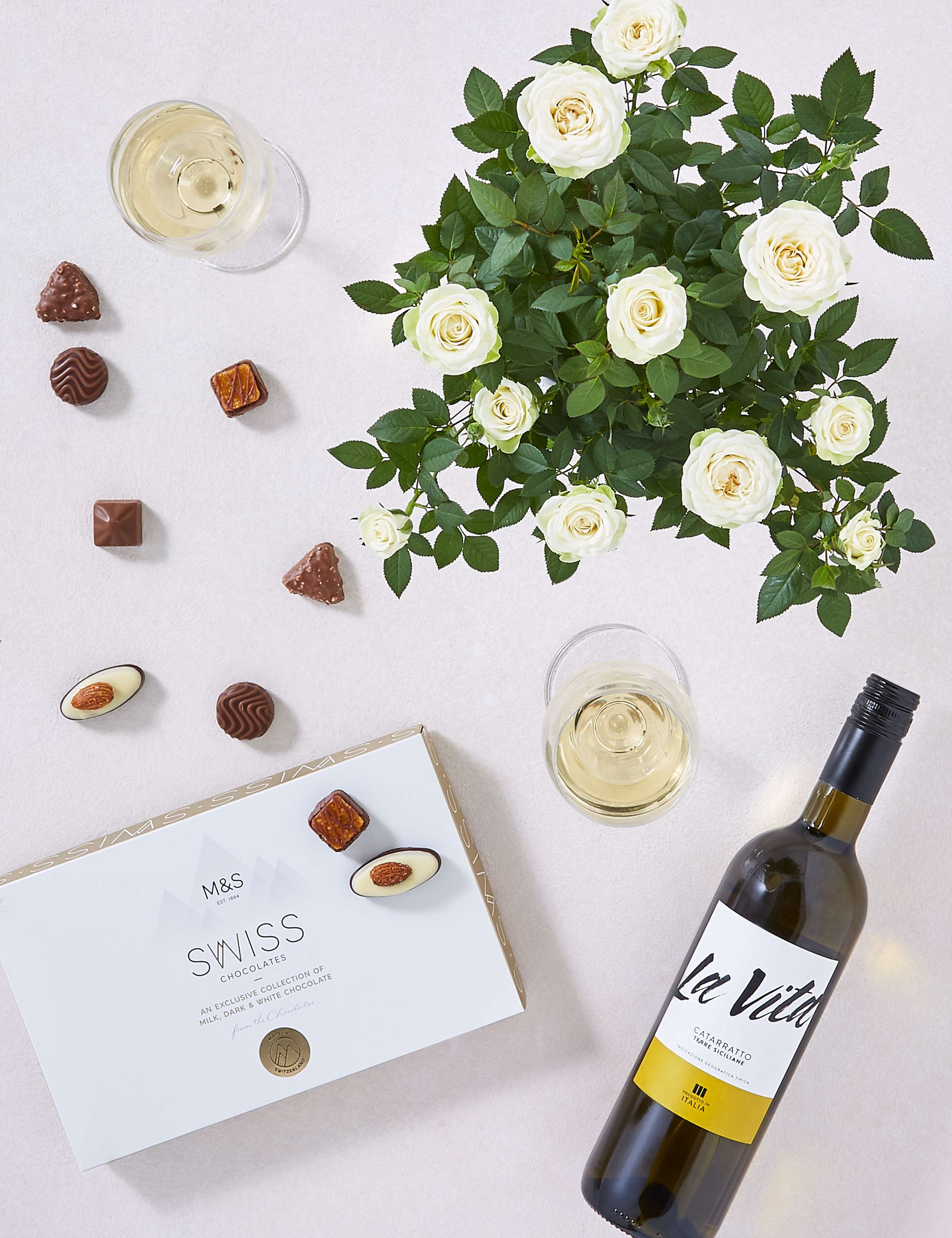 Rose Plant with White Wine & Chocolates Gift 2 of 3