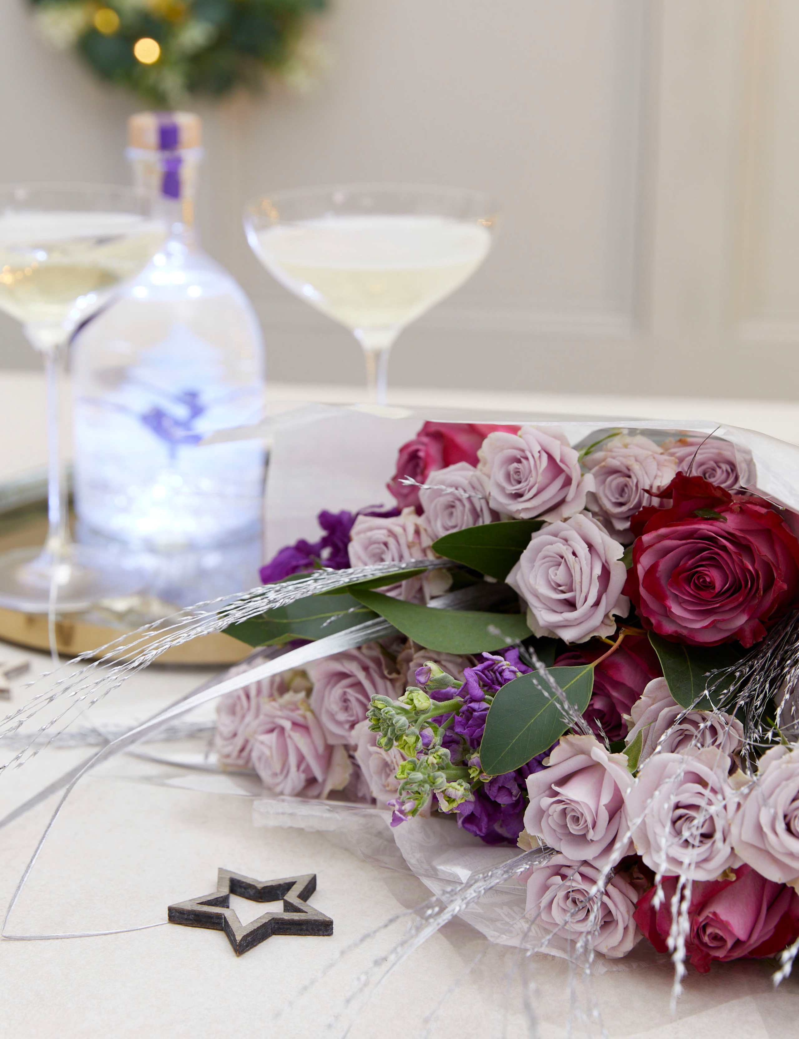 Spiced Sugar Plum Light Up Snow Globe Gin Liqueur & Bouquet Gift 2 of 5