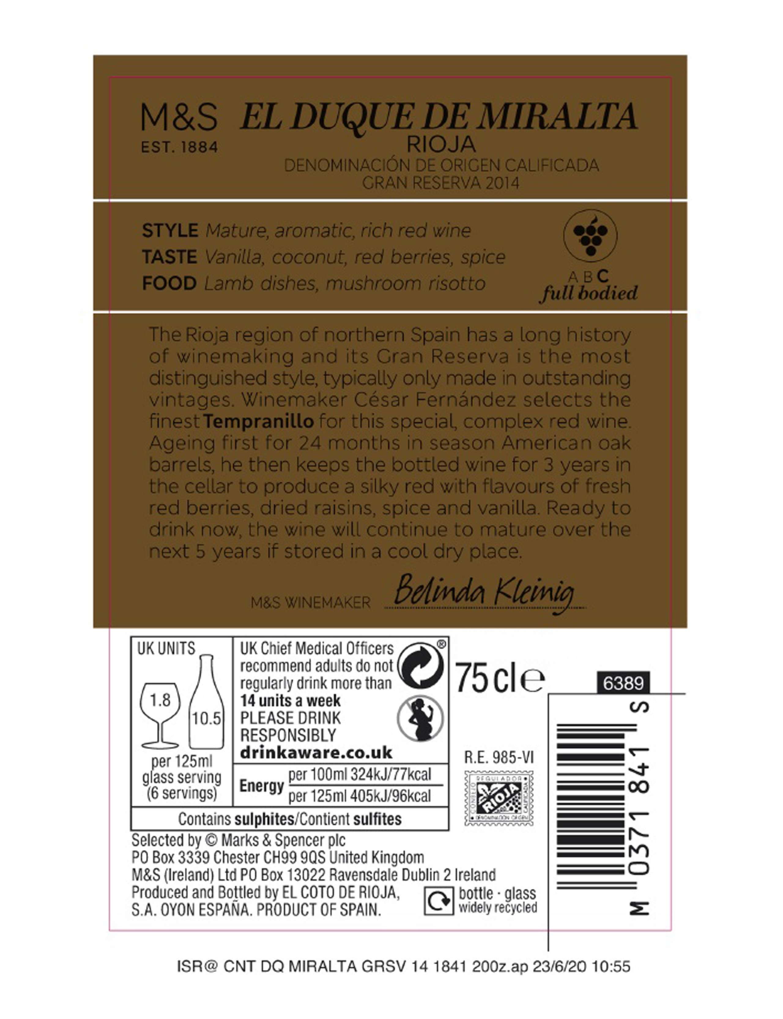 El Duque de Miralta Rioja Gran Reserva - Case of 6 2 of 2